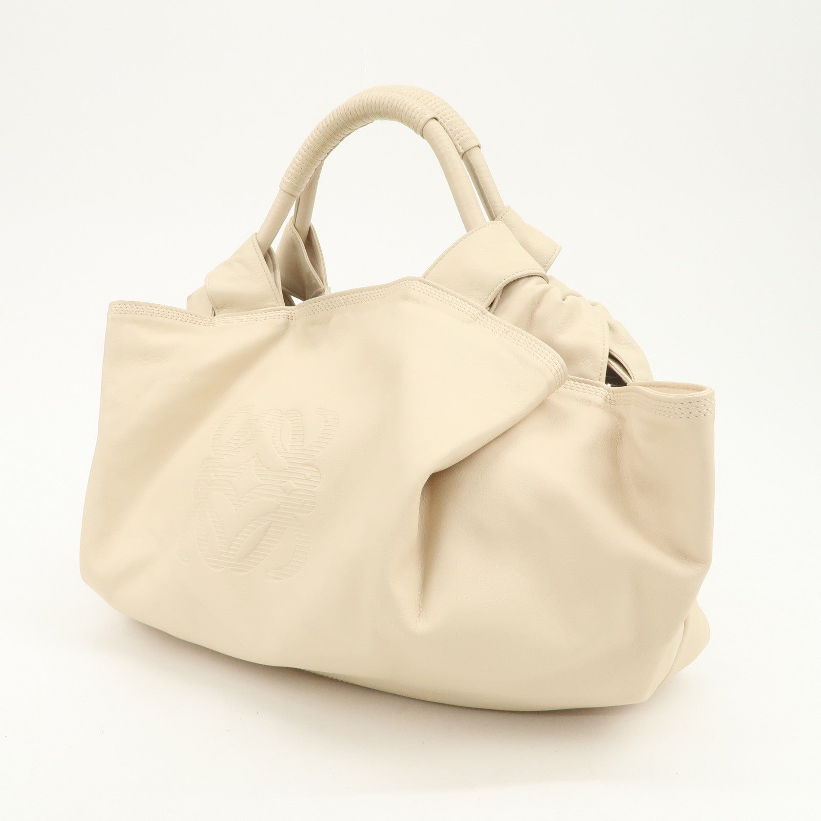 LOEWE Anagram Logo Nappa Leather Hand Bag Shoulder Bag Ivory
