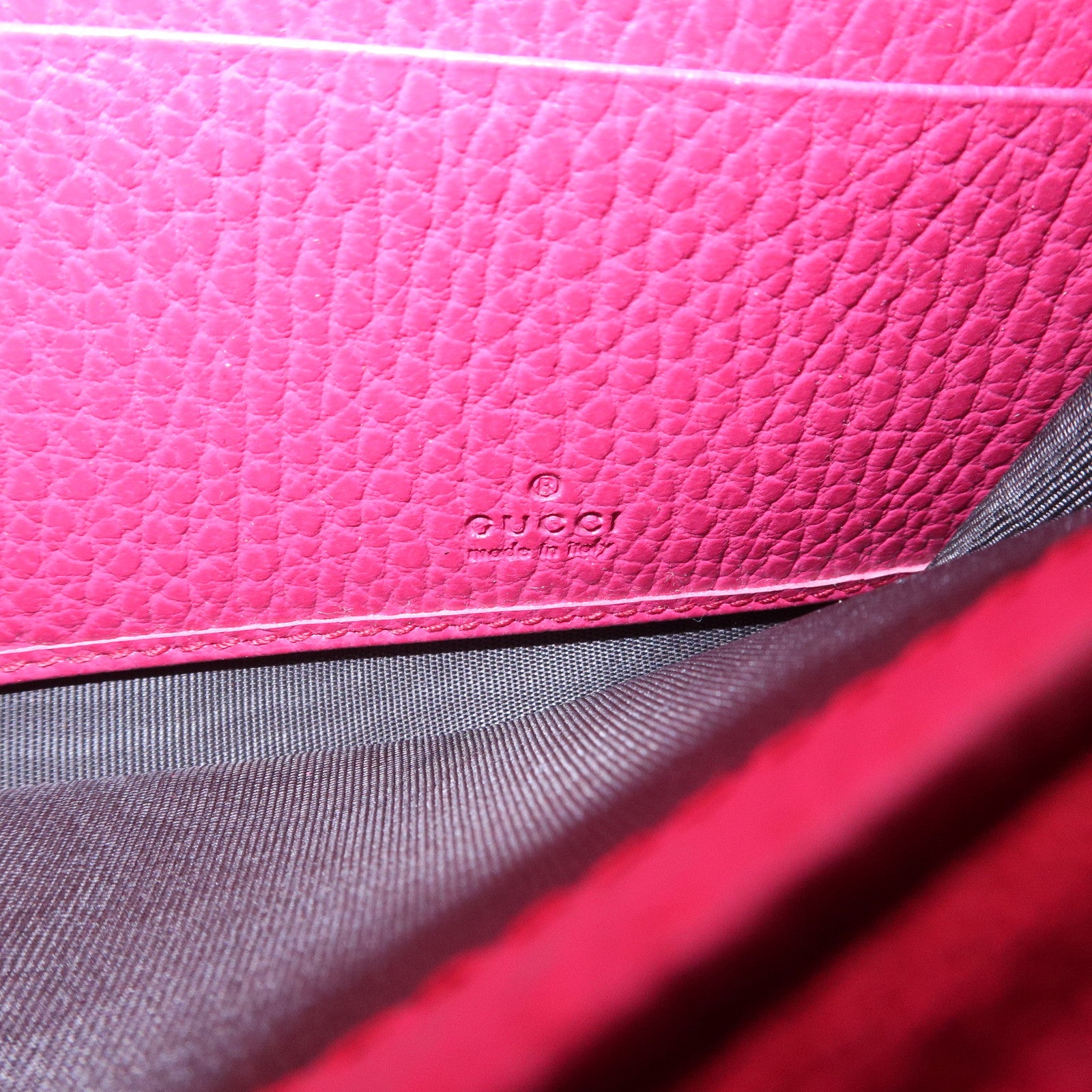 GUCCI Swing Logo Leather Flap Long Wallet Pink 354496