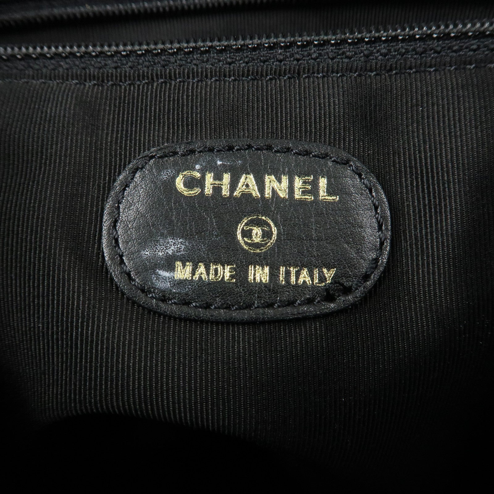 CHANEL Leather Shoulder Bag Crossbody Bag Metallic Gray
