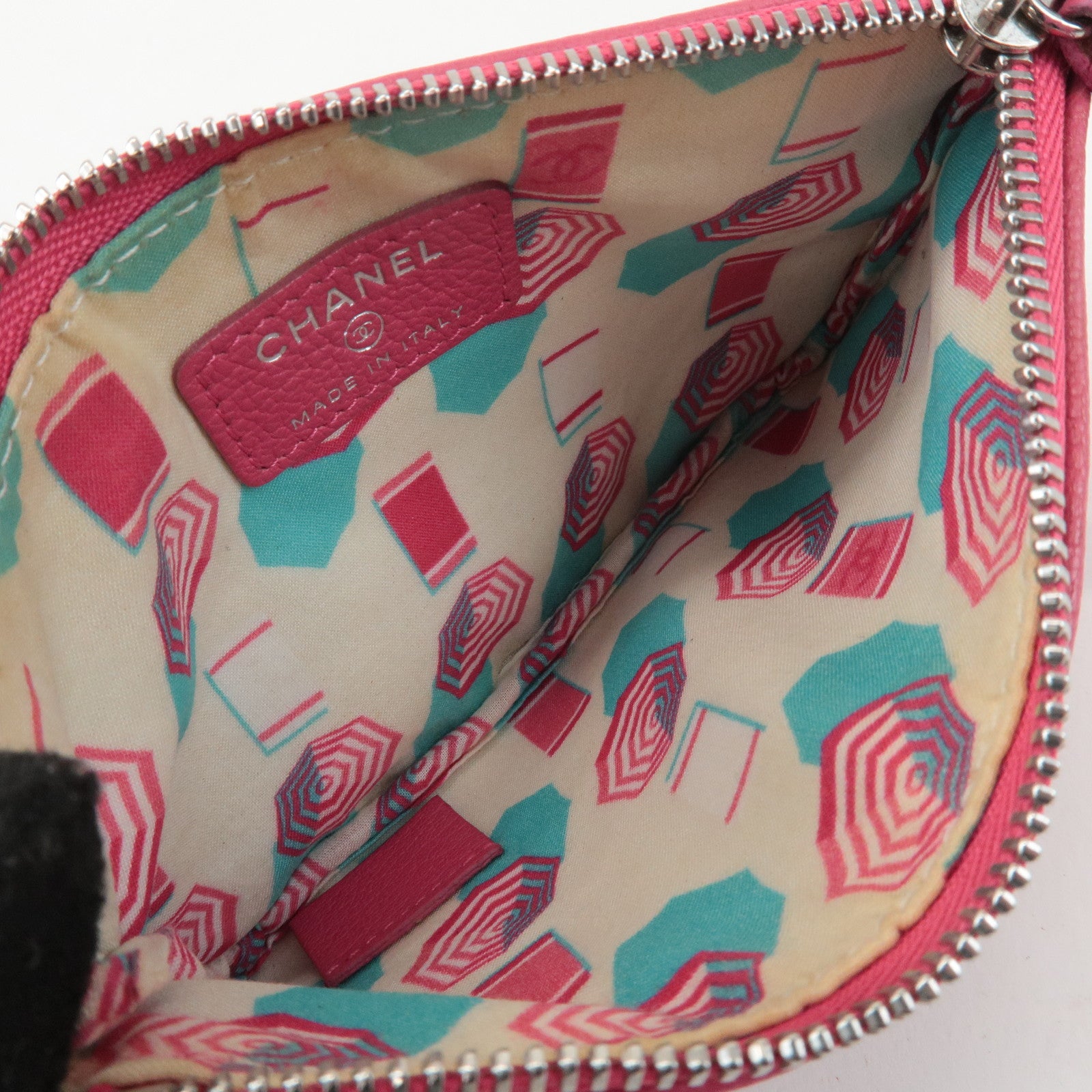 CHANEL COCO Mark Caviarskin Pouch Cosmetic Pouch Pink Used