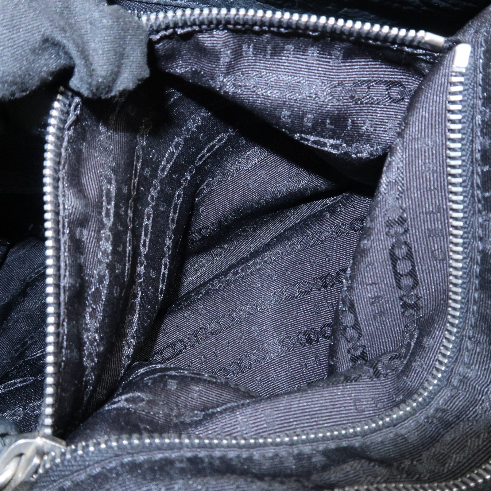 CELINE Leather Hand Bag Shoulder Bag Black Silver HDW Used