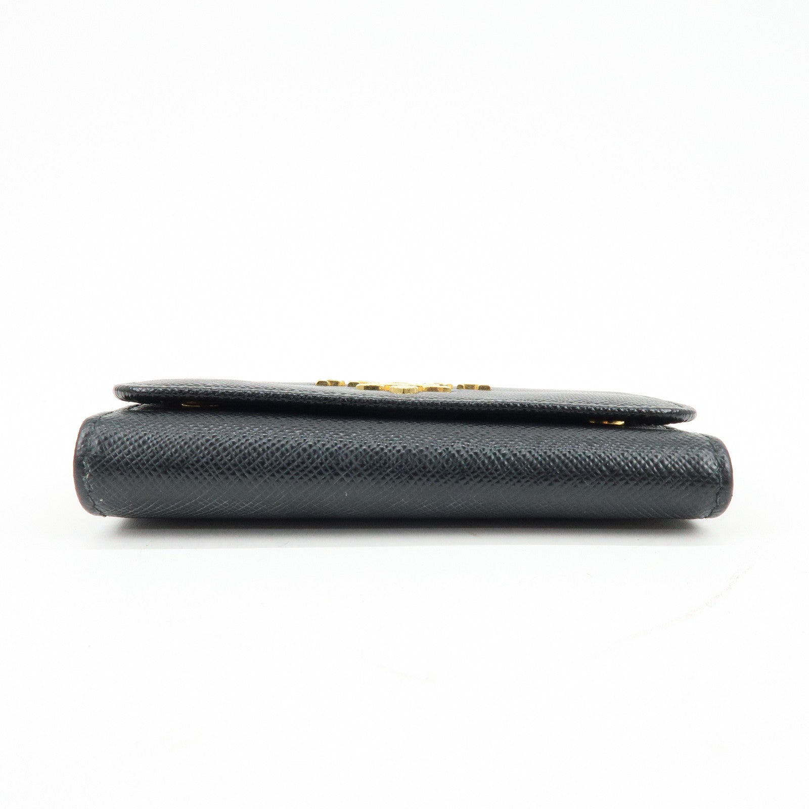 PRADA Saffiano Leather Key Case Key Ring Key Holder Black
