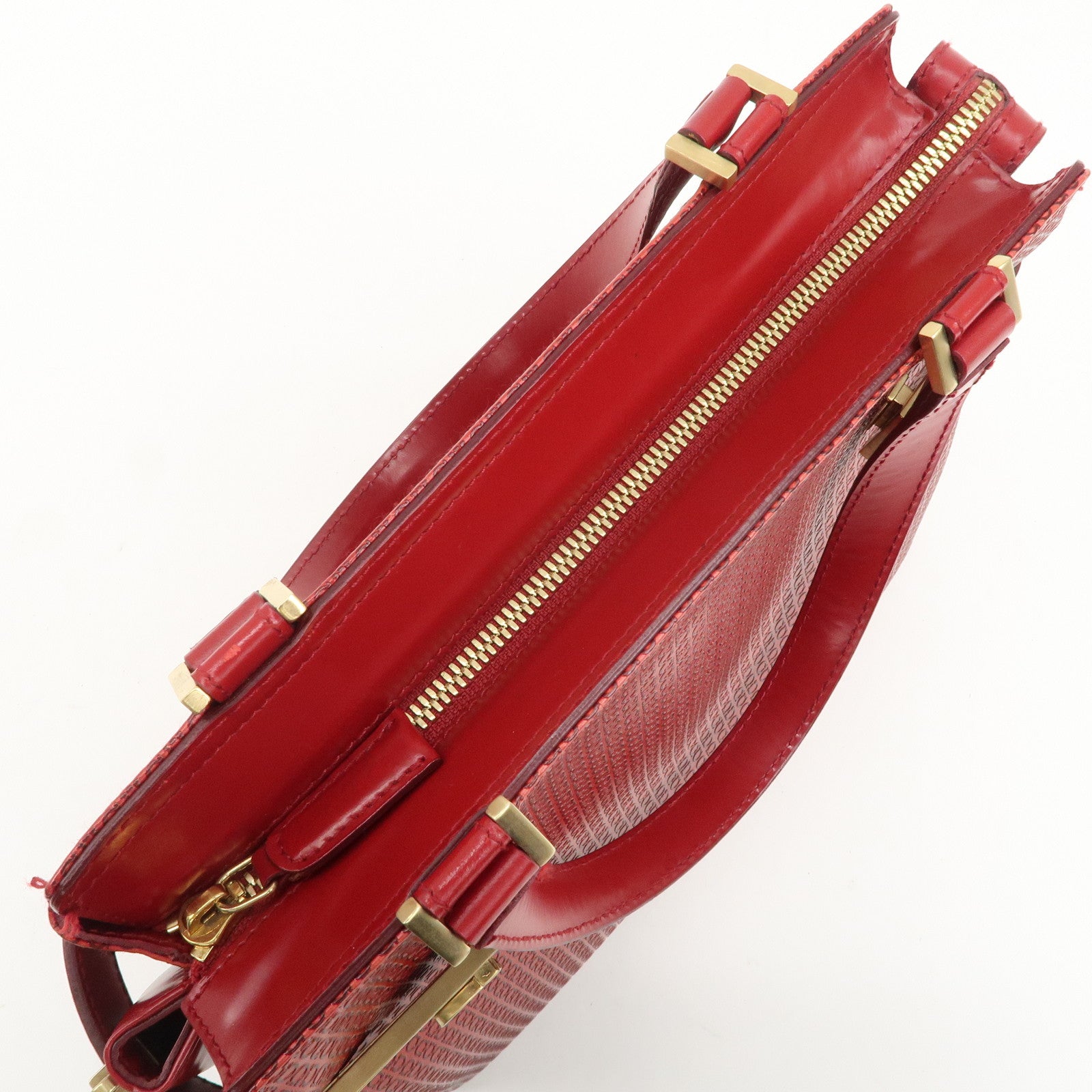 Ferragamo Gancini Leather 2WAY Bag Hand Bag Shoulder Bag Red