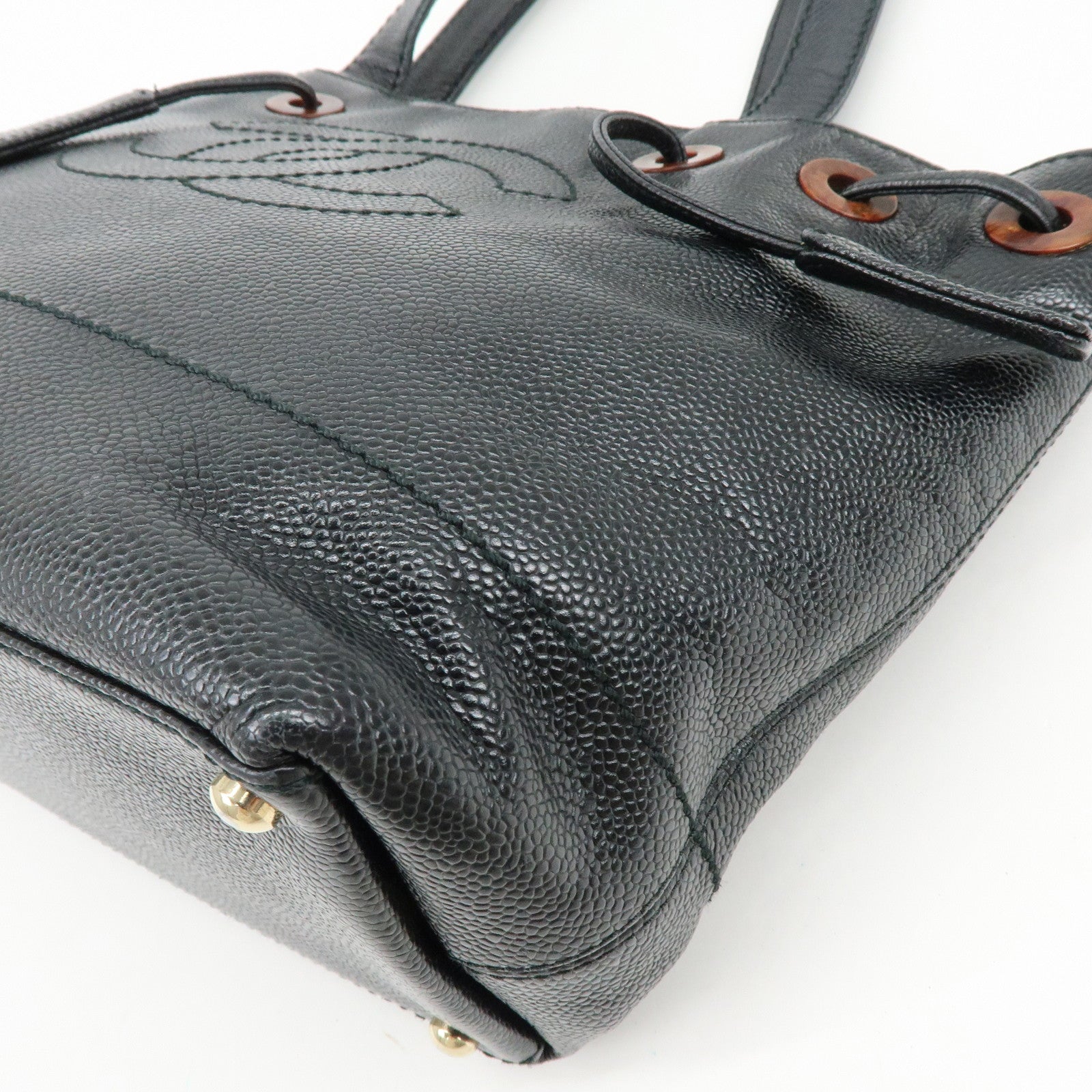 CHANEL COCO Mark Caviarskin Tote Bag Shoulder Bag Black