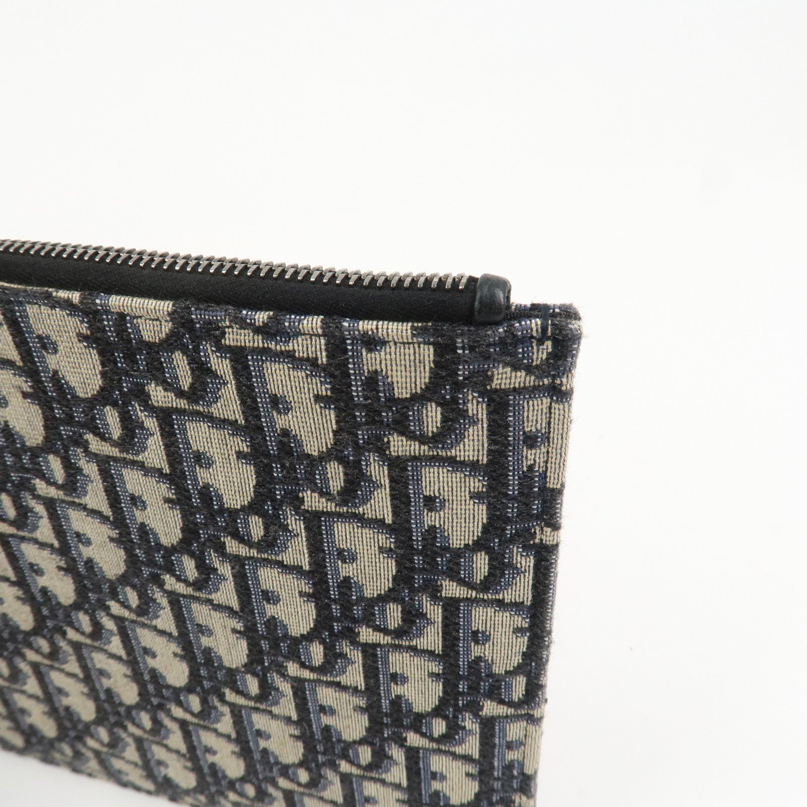 Christian Dior Oblique Canvas Clutch Bag Pouch Navy