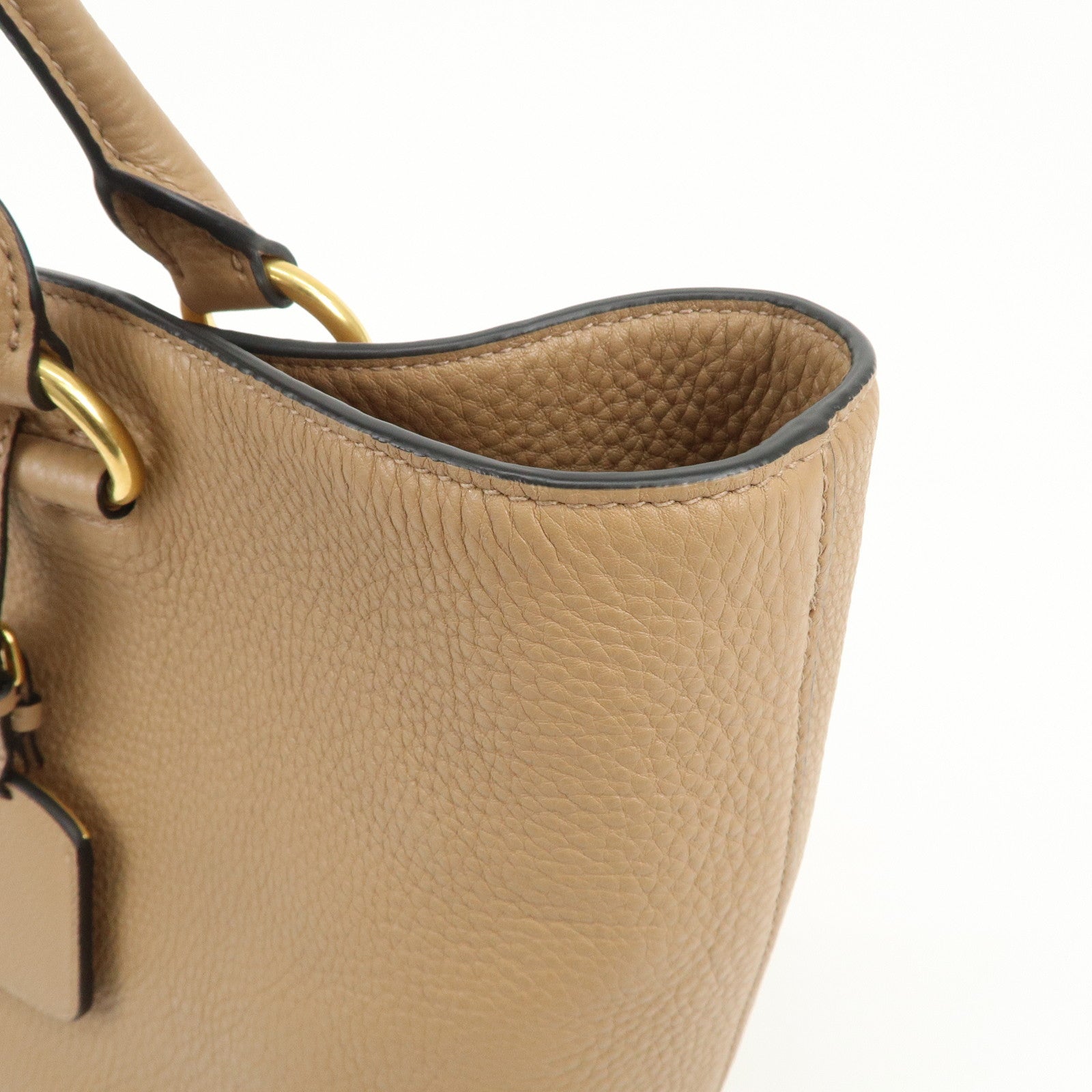 PRADA Logo Leather 2Way Bag Tote Bag Shoulder Bag Brown 1BG865