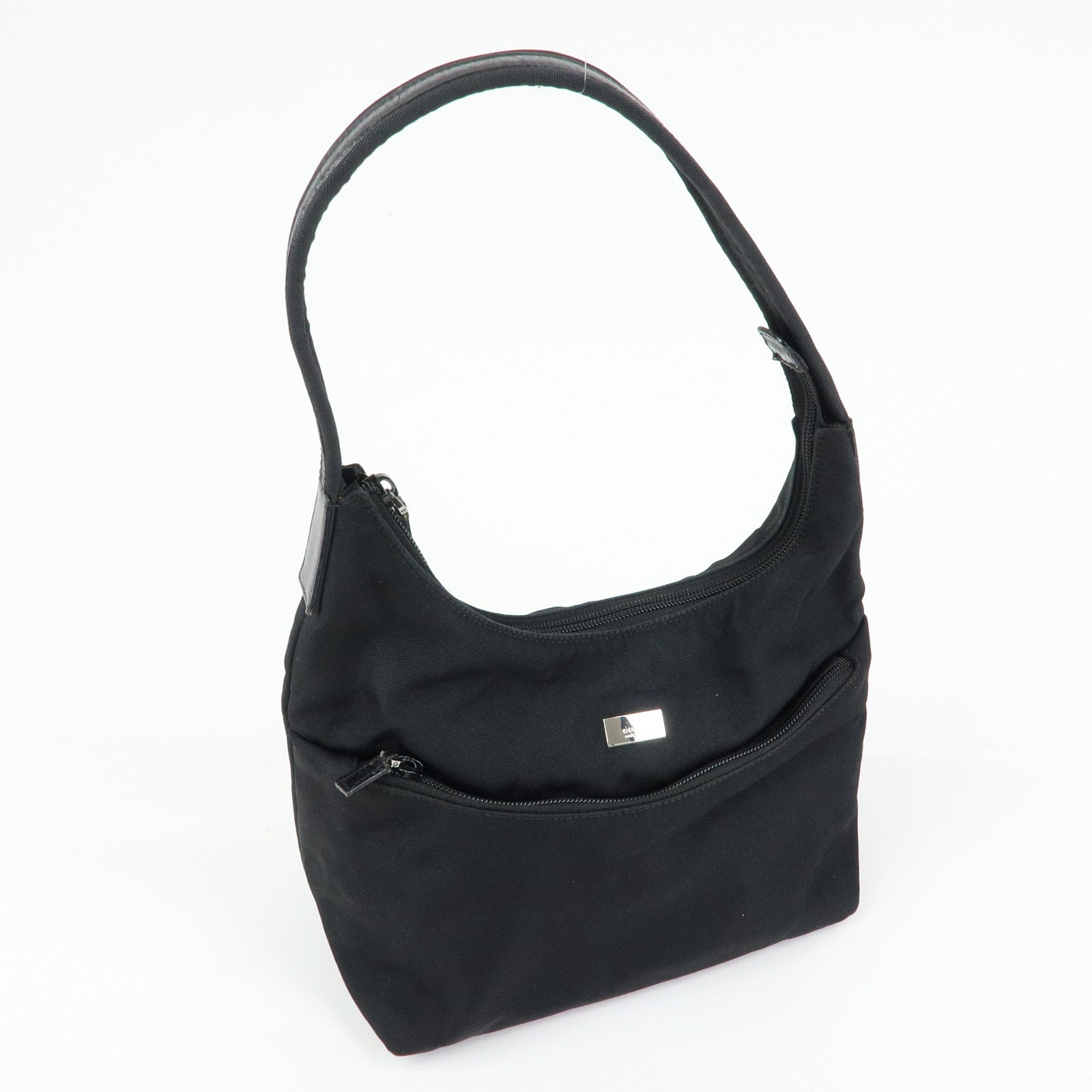 GUCCI Logo Nylon Leather Shoulder Bag Black 001・3386