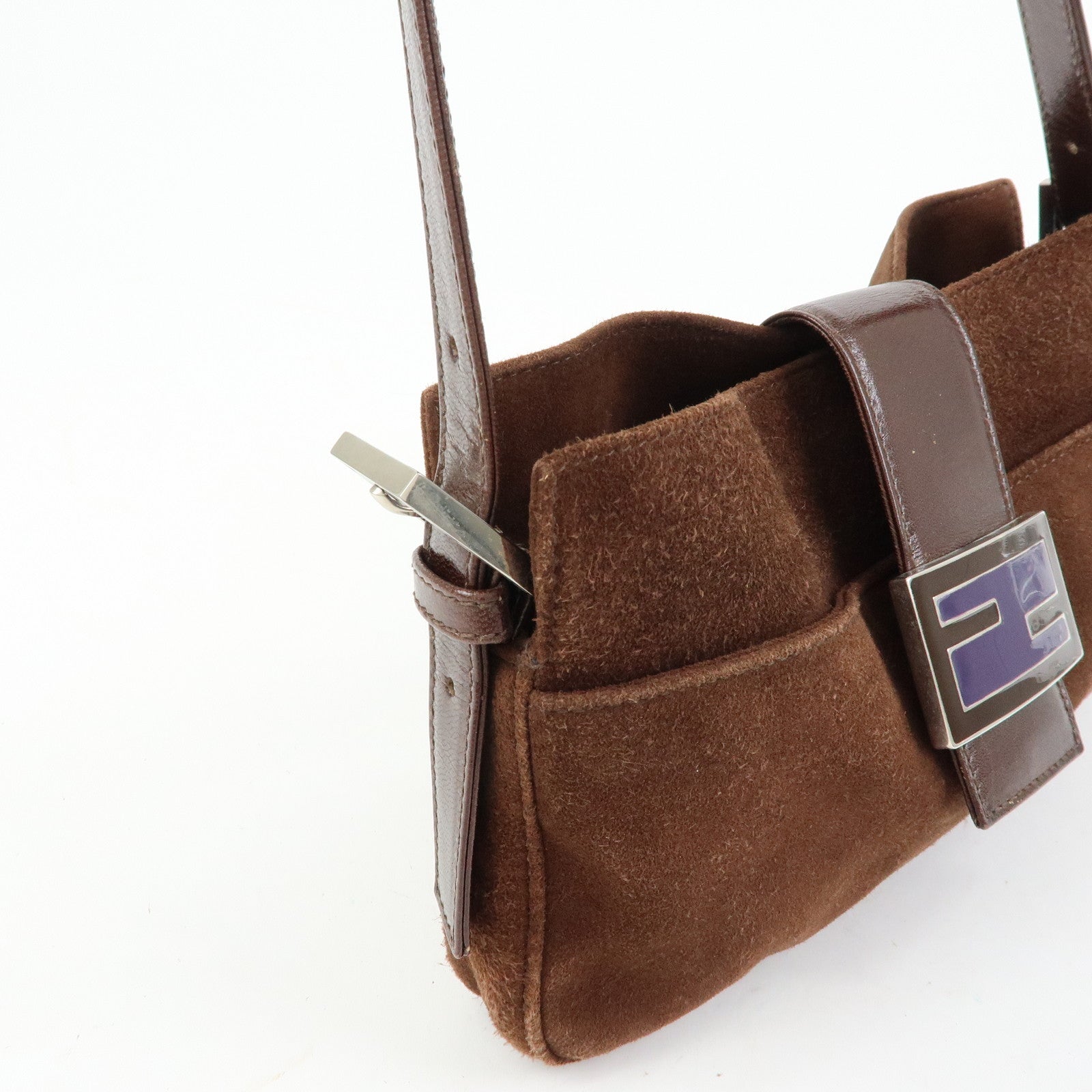 FENDI Suede Leather Shoulder Bag Hand Bag Brown 26568