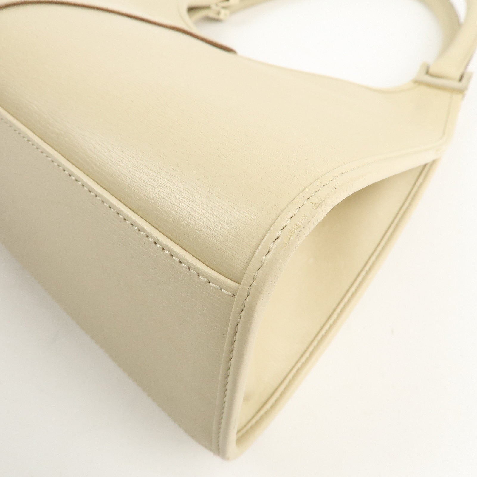 GUCCI Jackie Leather Shoulder Bag Hand Bag Light Beige 002 1067 Used