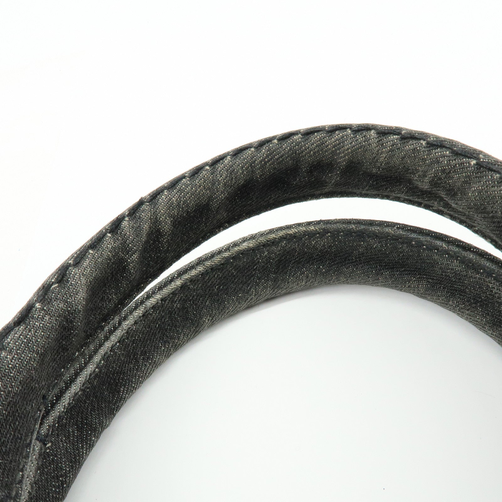 PRADA Canapa Denim Tote Bag Hand Bag Black 1BG642