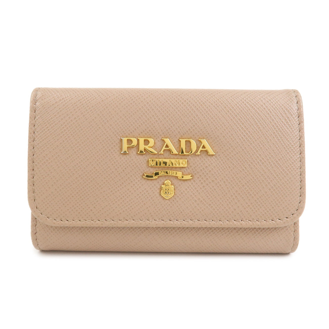 PRADA Saffiano Leather 4 Rings Key Case Key Holder PinkBeige 1PG004