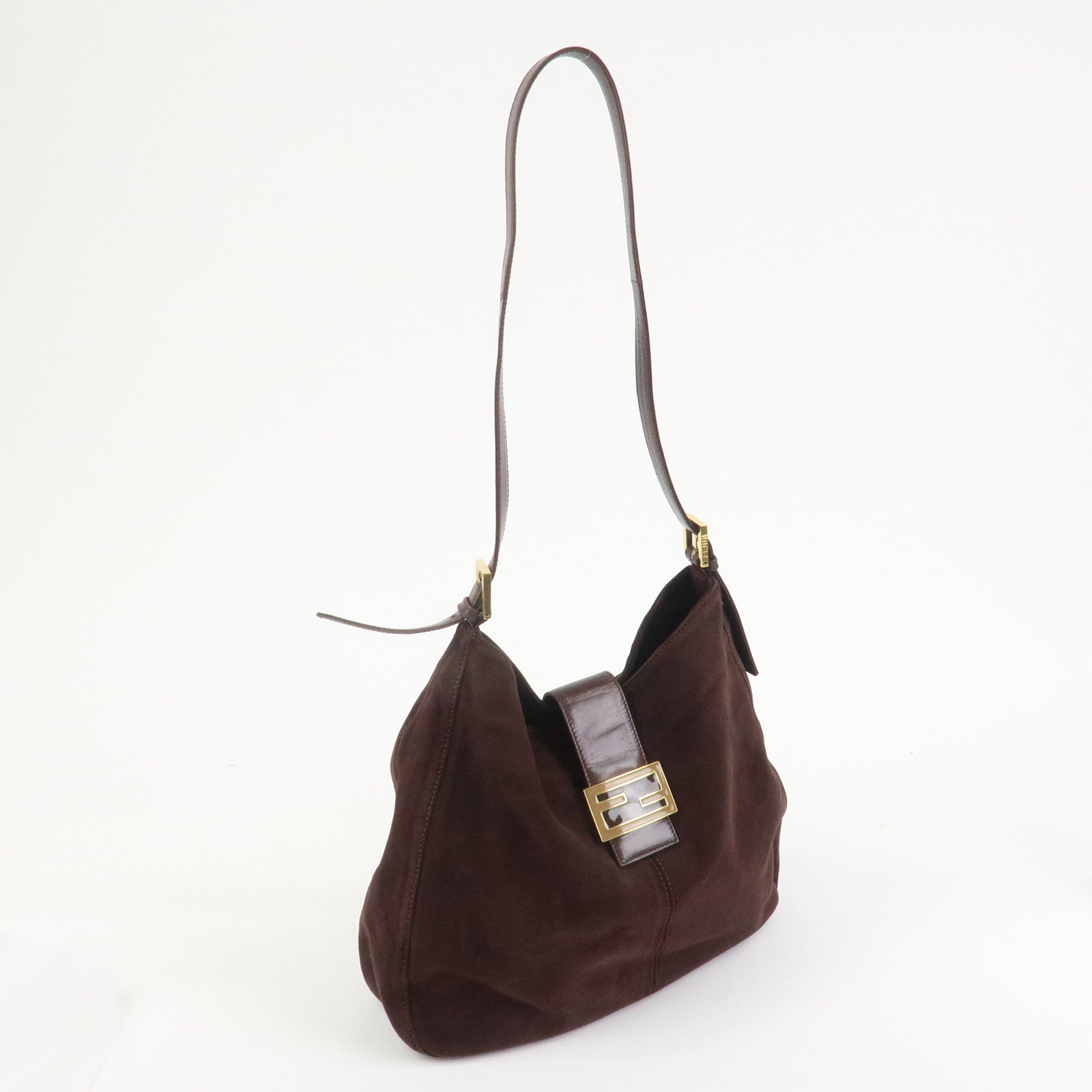 FENDI Suede Leather Shoulder Bag Hand Bag Brown 26327