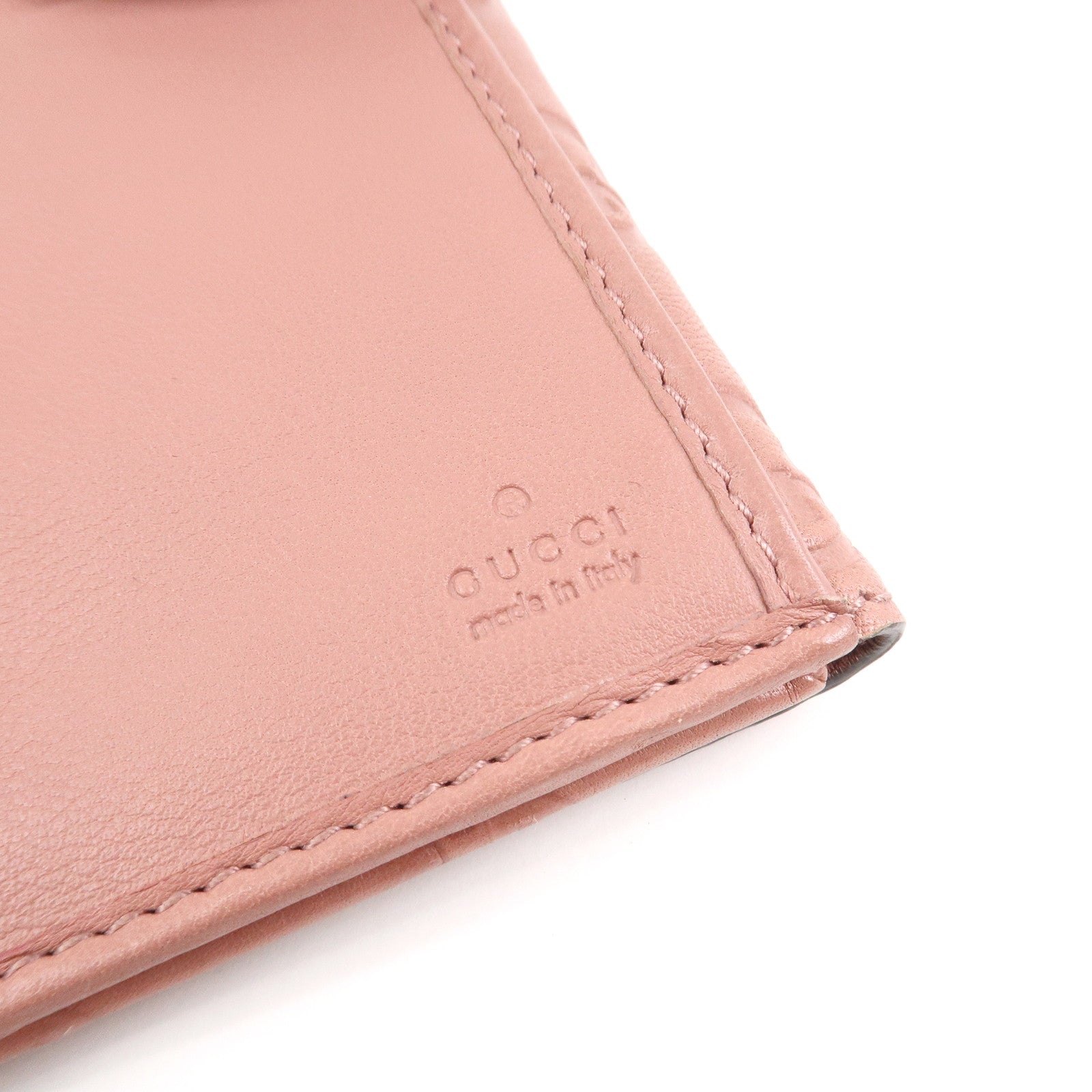 GUCCI Guccissima Lovely Heart Leather Long Wallet Pink 203550