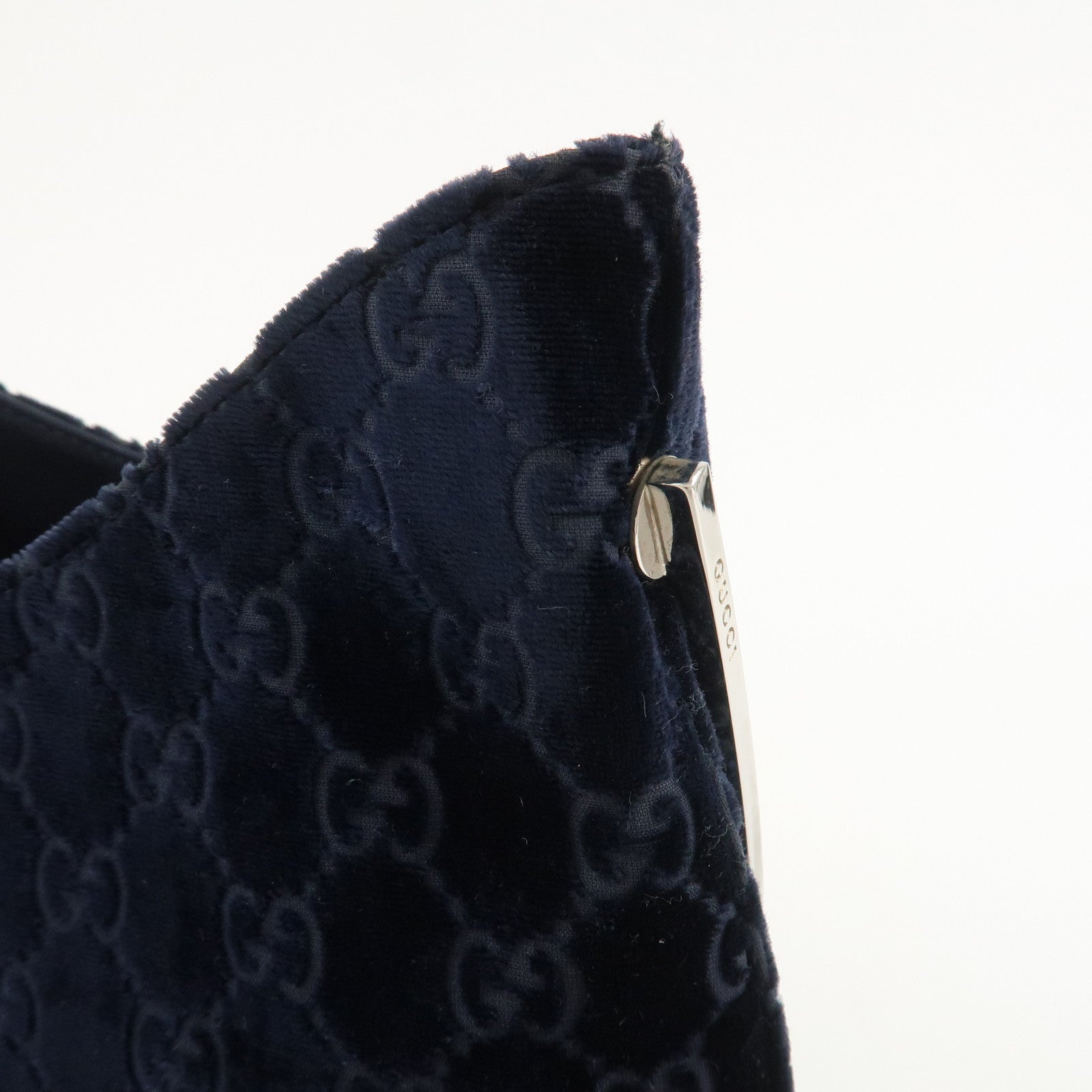 GUCCI Velvet GG Monogram Shoulder Bag Hand Bag Navy 001・2123