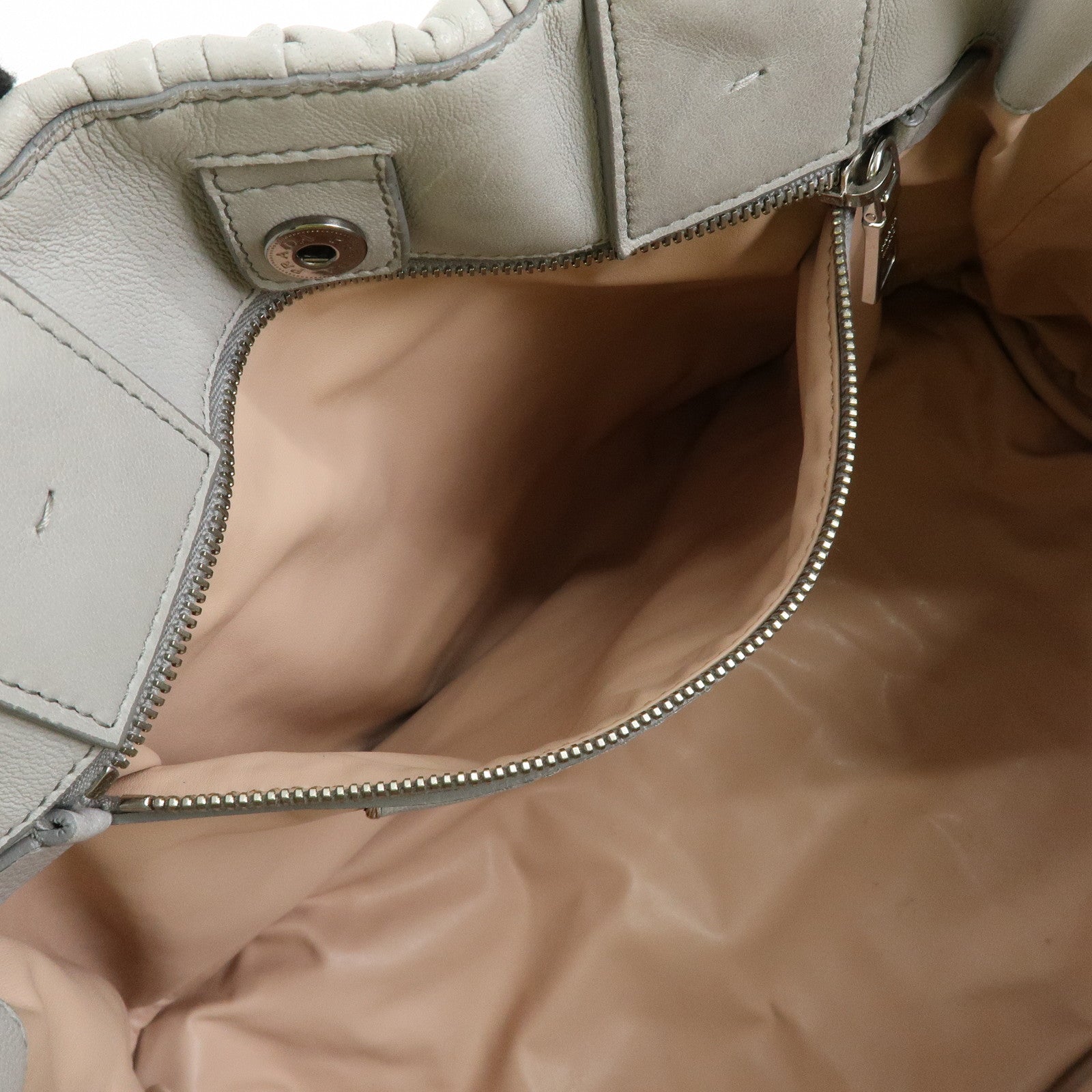 PRADA Canapa Nappa Gaufre Leather Gathered Large Tote Hand Bag