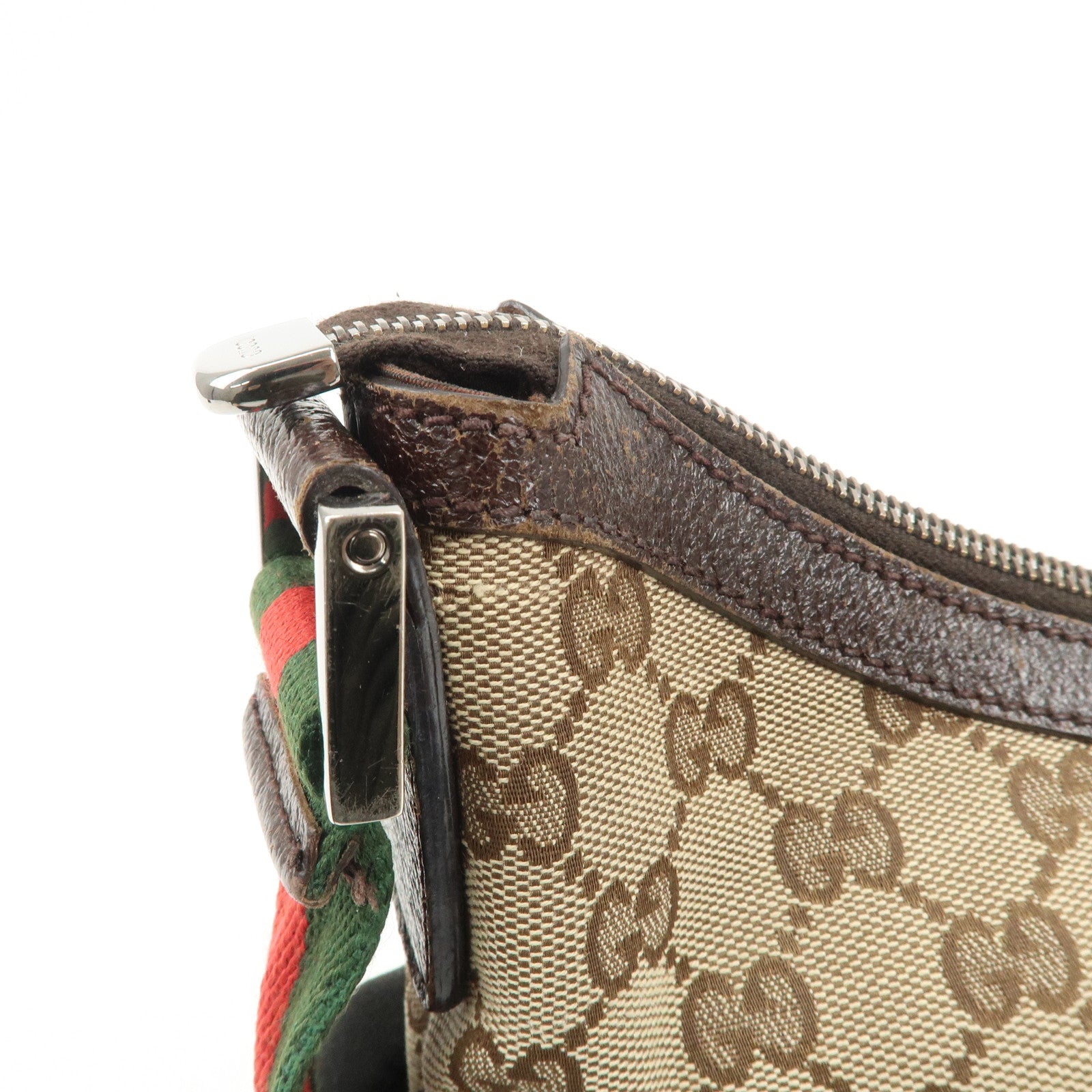 GUCCI Sherry GG Canvas Leather Shoulder Bag Beige Brown 181092 Used