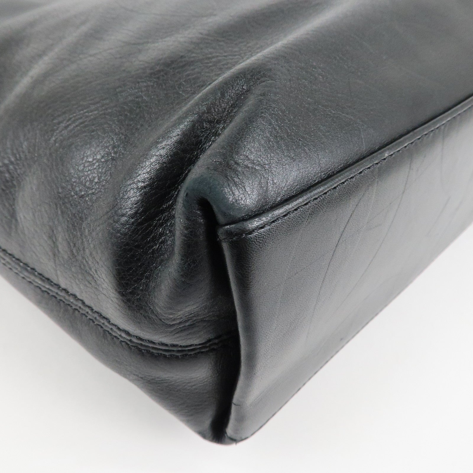 CHANEL COCO Mark Leather Bag Tote Bag Black Used