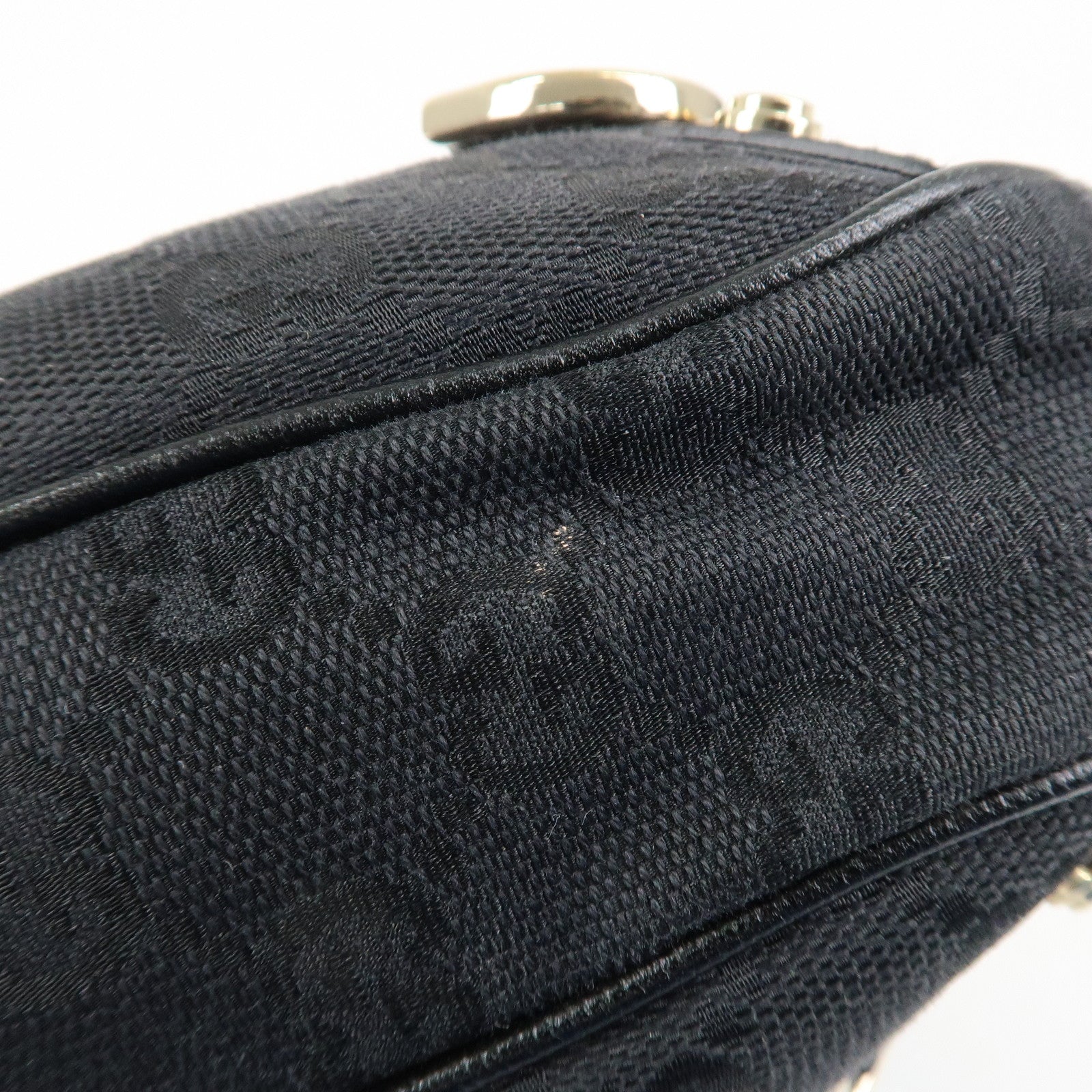 GUCCI Abbey GG Canvas Leather Shoulder Bag Black 130738 Used