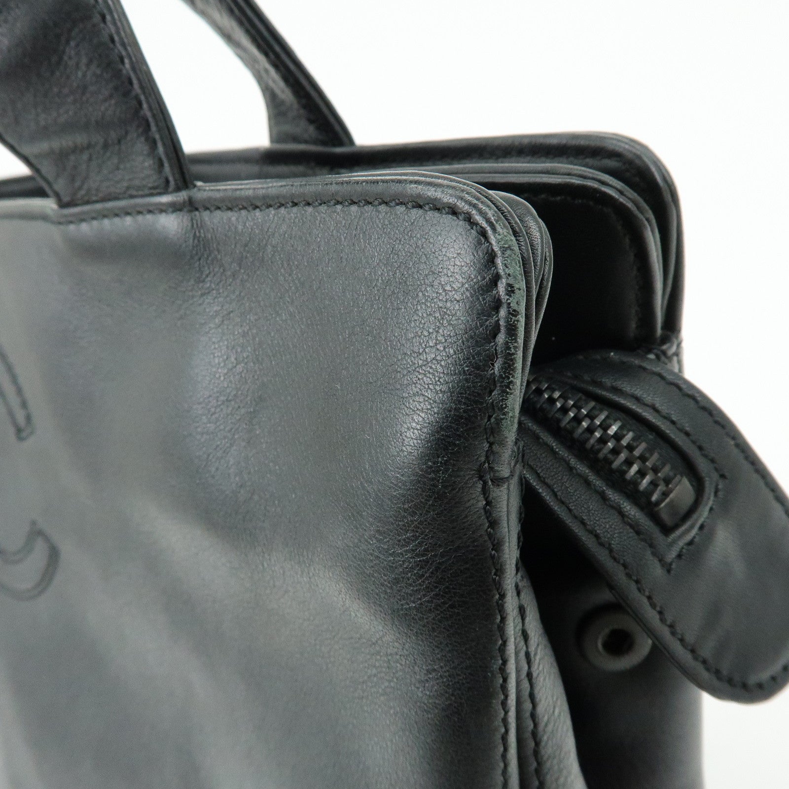 CHANEL COCO Mark Calf Leather Tote Bag Shoulder Bag Black A14305