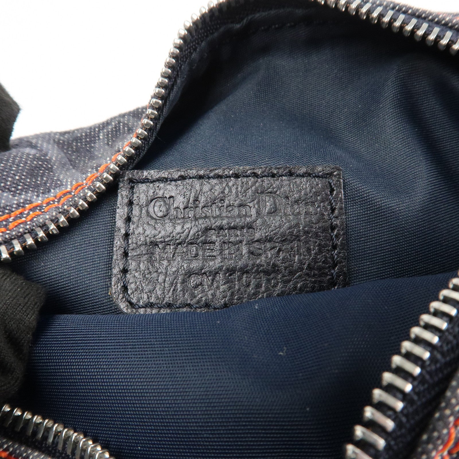 Christian Dior Denim Cosmetic Pouch Indigo Blue Orange