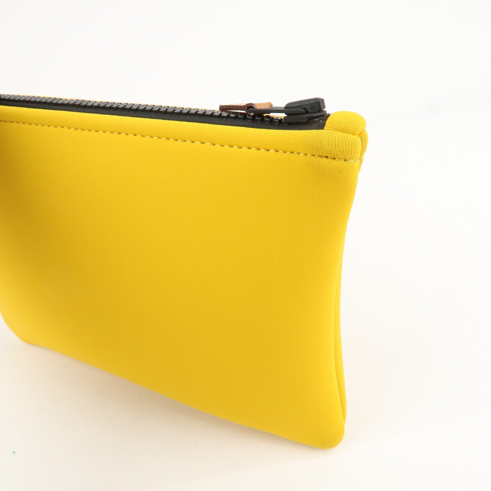 HERMES Neoprene Leather Neobain PM Pouch Cosmetic Pouch Yellow