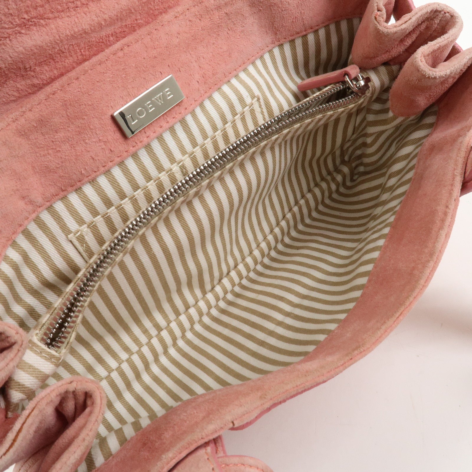 LOEWE Anagram Suede Shoulder Bag Hand Bag Pink