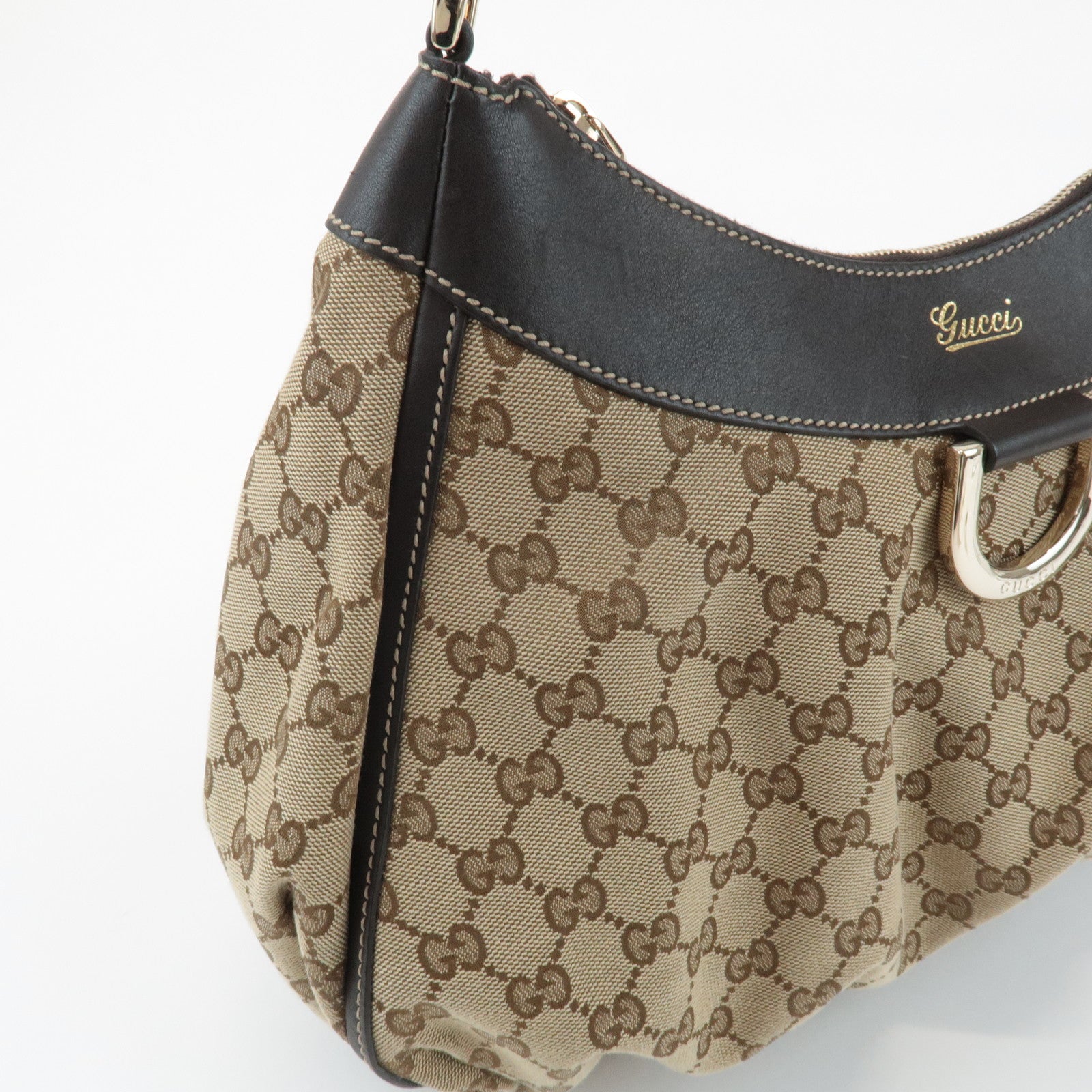 GUCCI Abbey GG Canvas Leather Shoulder Bag Hand Bag Beige Brown 189833 Used