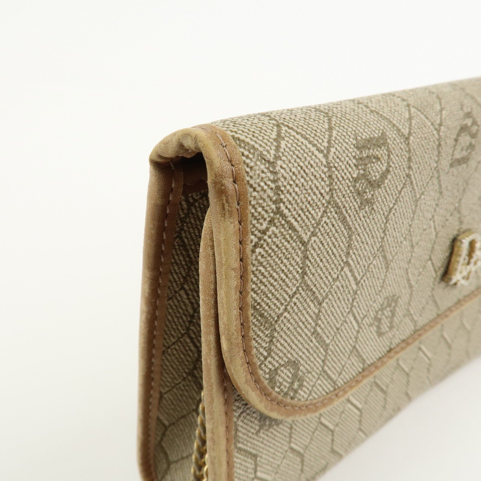 Christian Dior Honeycomb PVC Leather Chain Shoulder Bag Beige