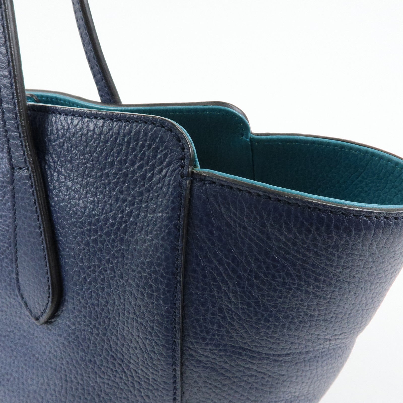 GUCCI Swing Calf Leather Shoulder Bag Tote Bag Blue 354408
