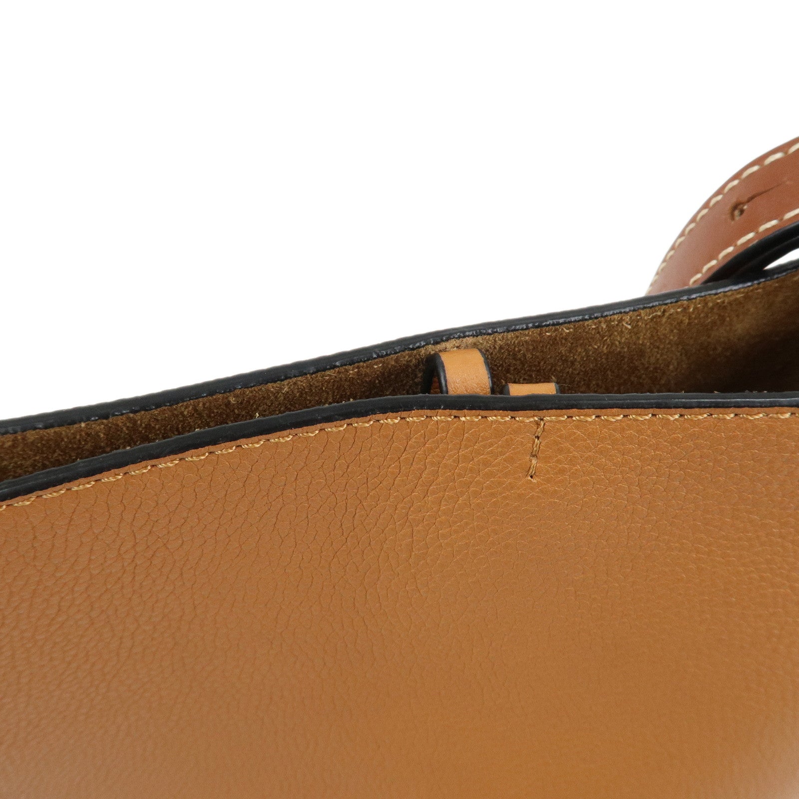 LOEWE Anagram Calf Leather Gate Bag Bucket Small Shoulder Bag Brown