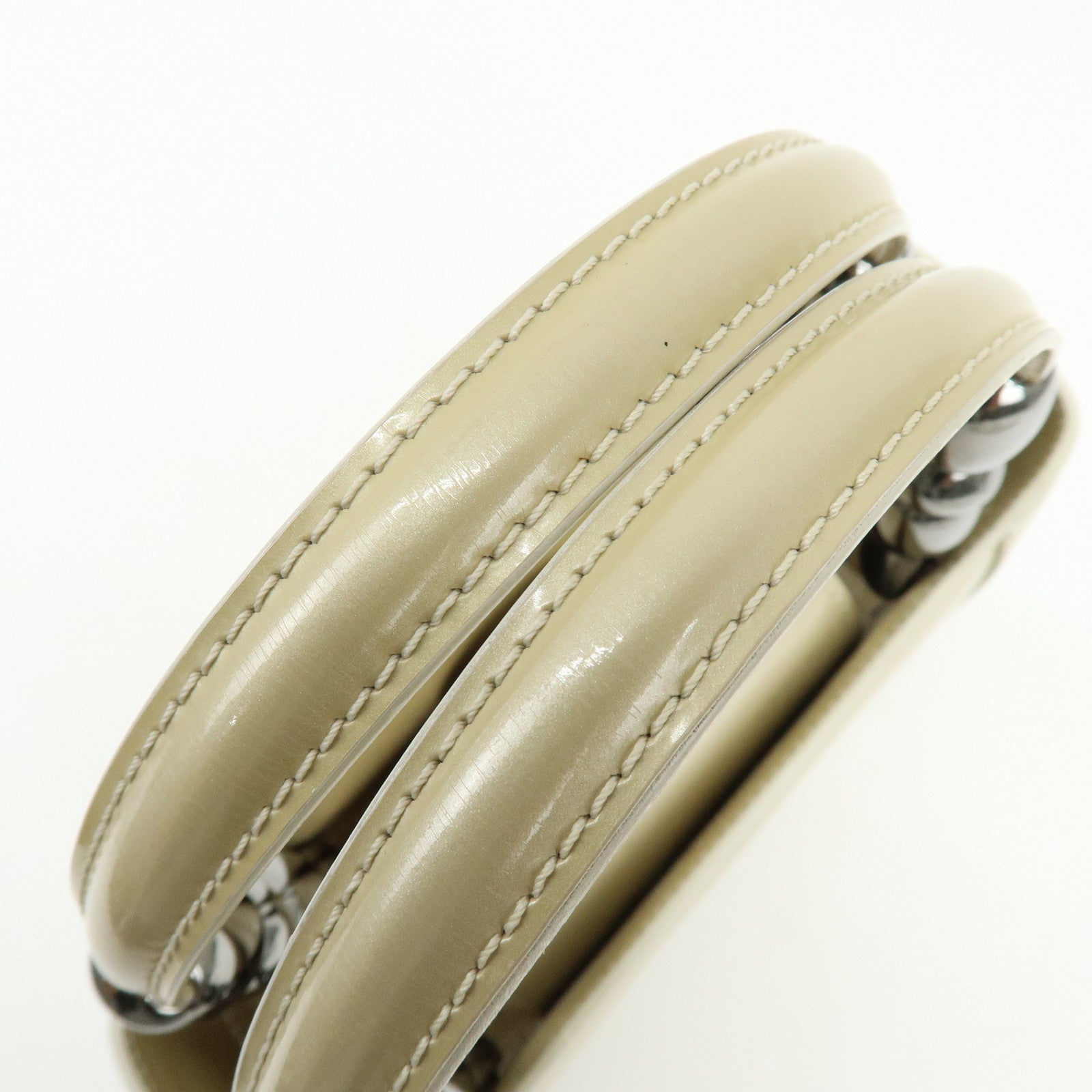 Christian Dior Maris Pearl Patent Leather Hand Bag Ivory