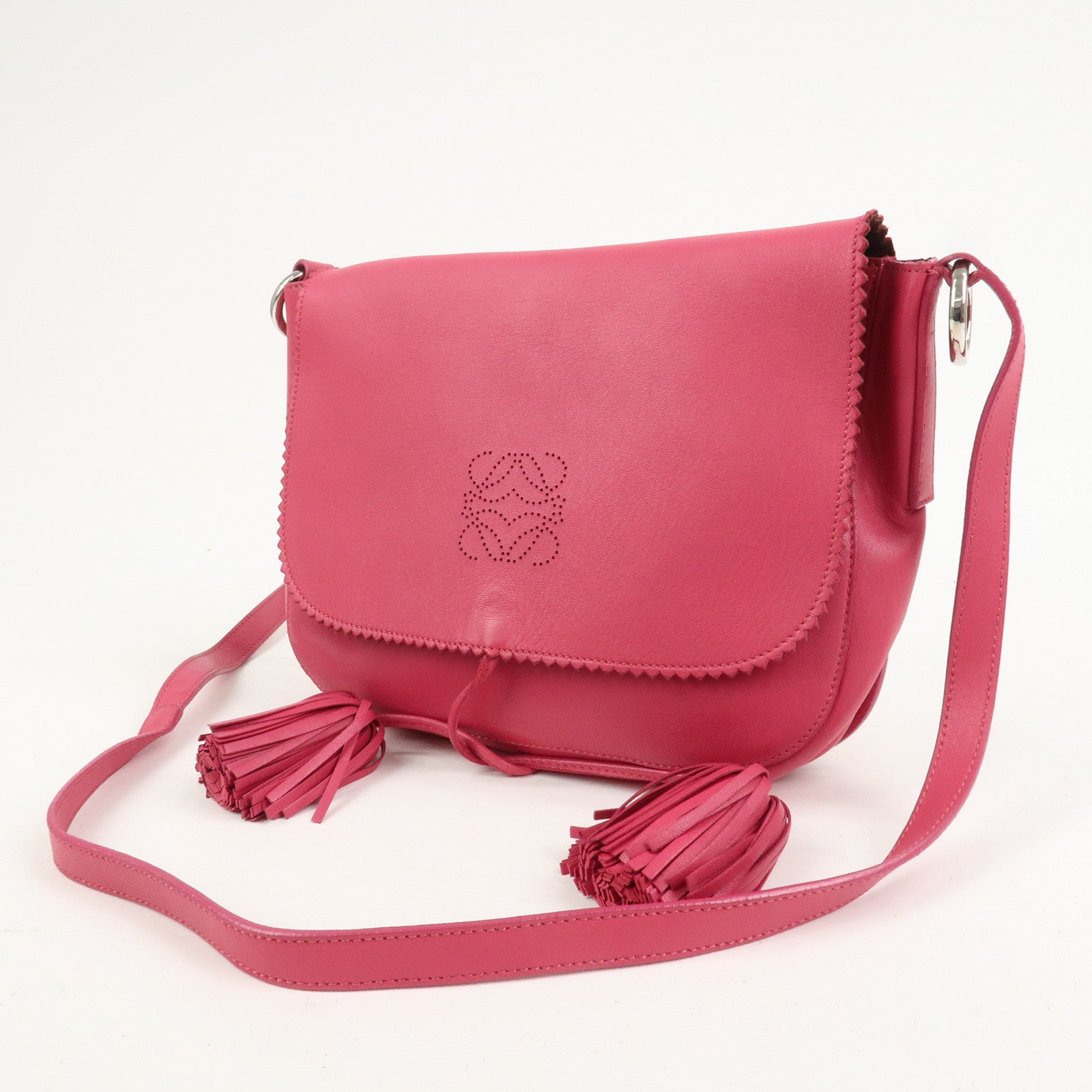 LOEWE Anagram Leather Shoulder Bag Crossbody Bag Pink