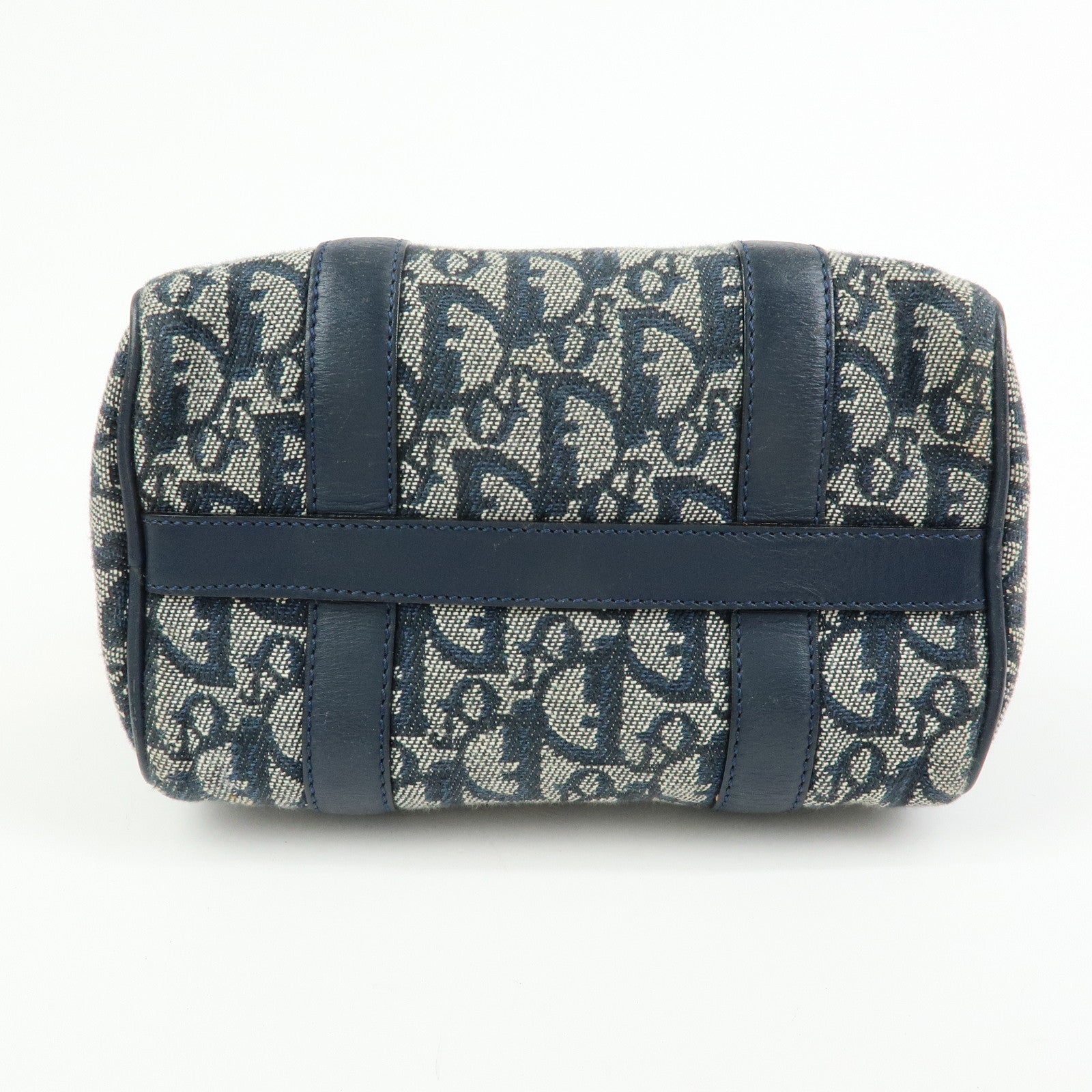 Christian Dior Trotter Jacguard Leather Mini Boston Bag Navy