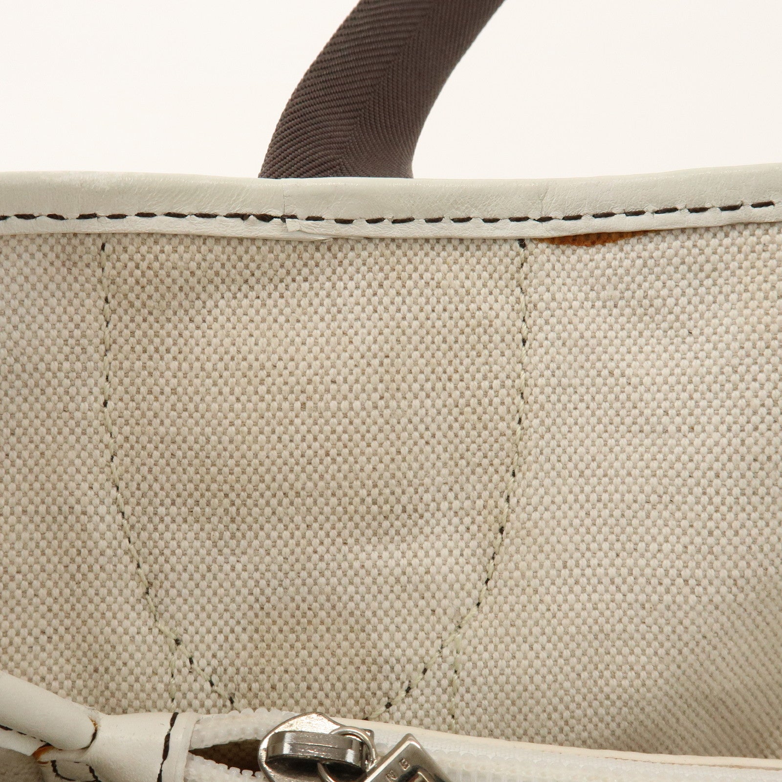 CELINE C Macadam PVC Nylon Leather Tote Bag Hand Bag Brown Beige