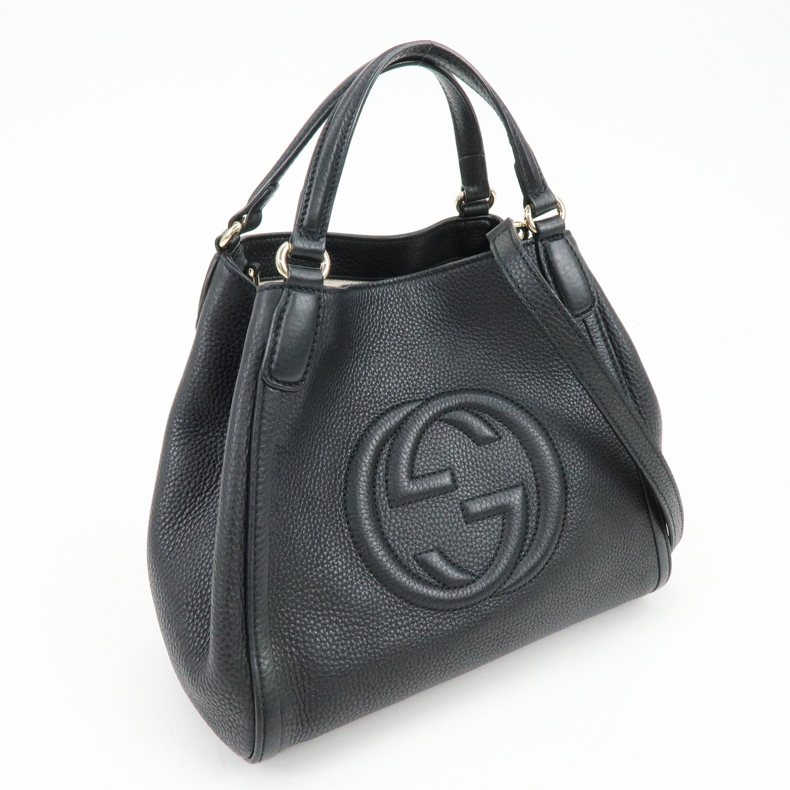 GUCCI SOHO Interlocking G 2Way Bag Hand Shoulder Bag Black 336751