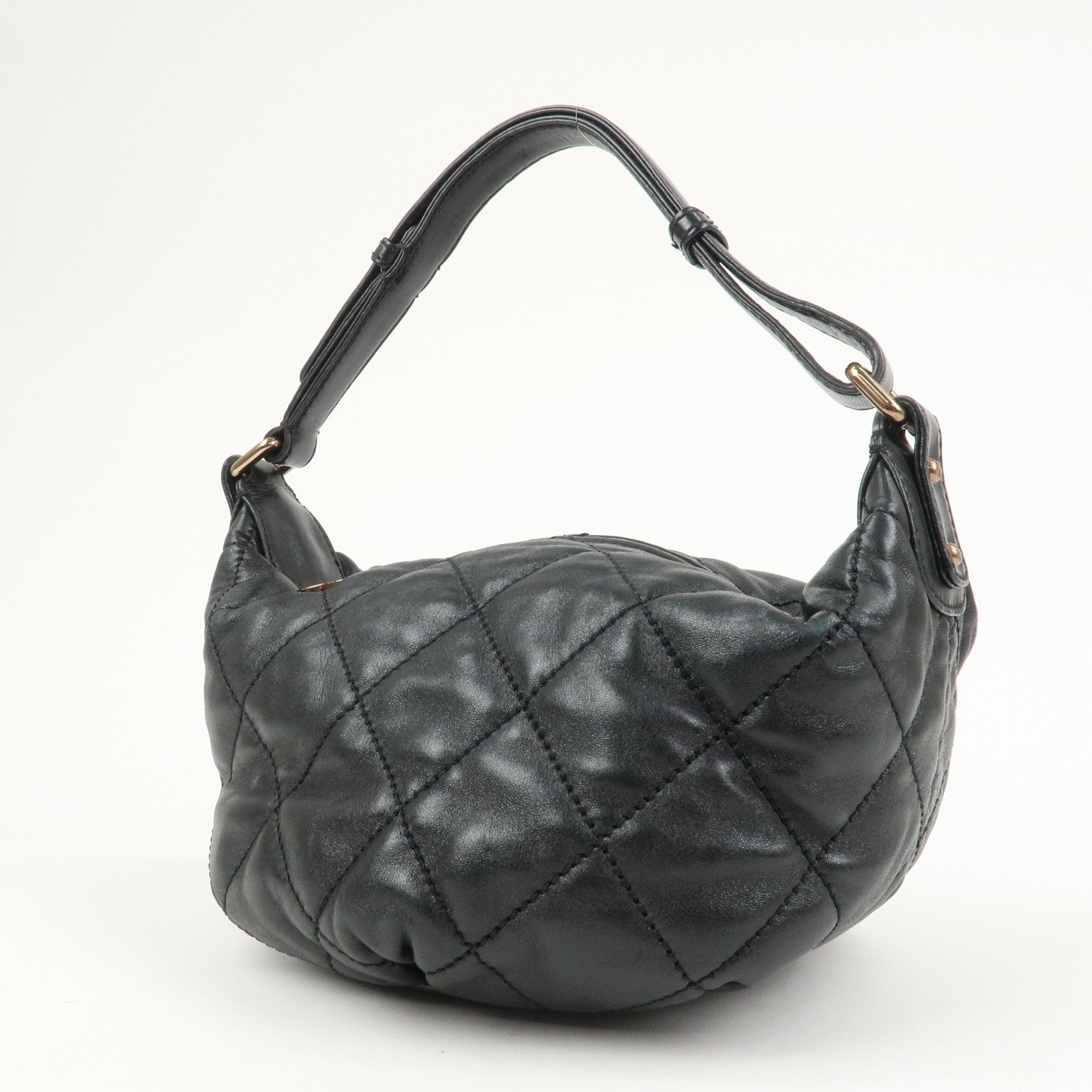 CHANEL Matelasse COCO Mark Lamb Skin Shoulder Bag Hand Bag Black