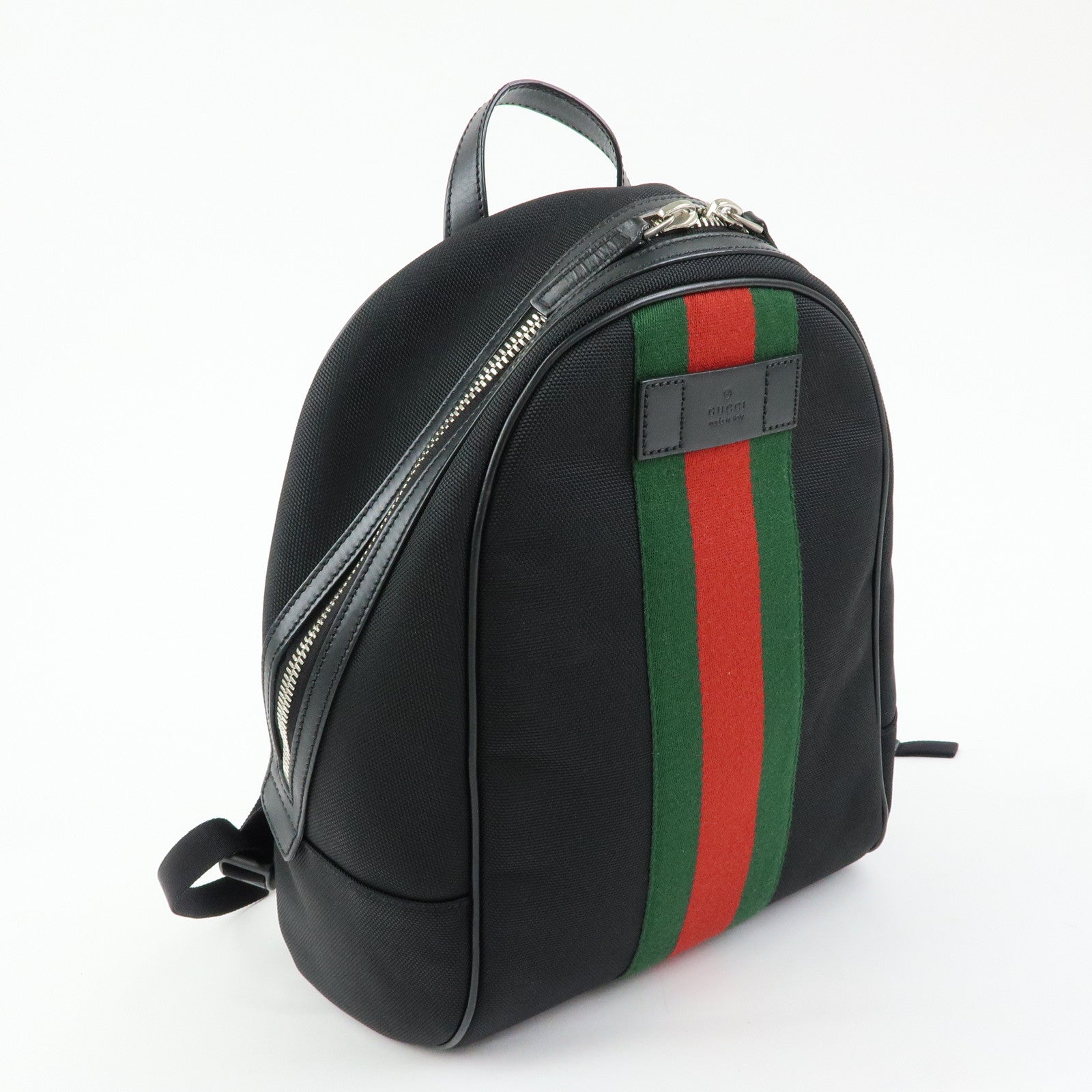 GUCCI Sherry Canvas Leather Backpack Rucksack Black 630917
