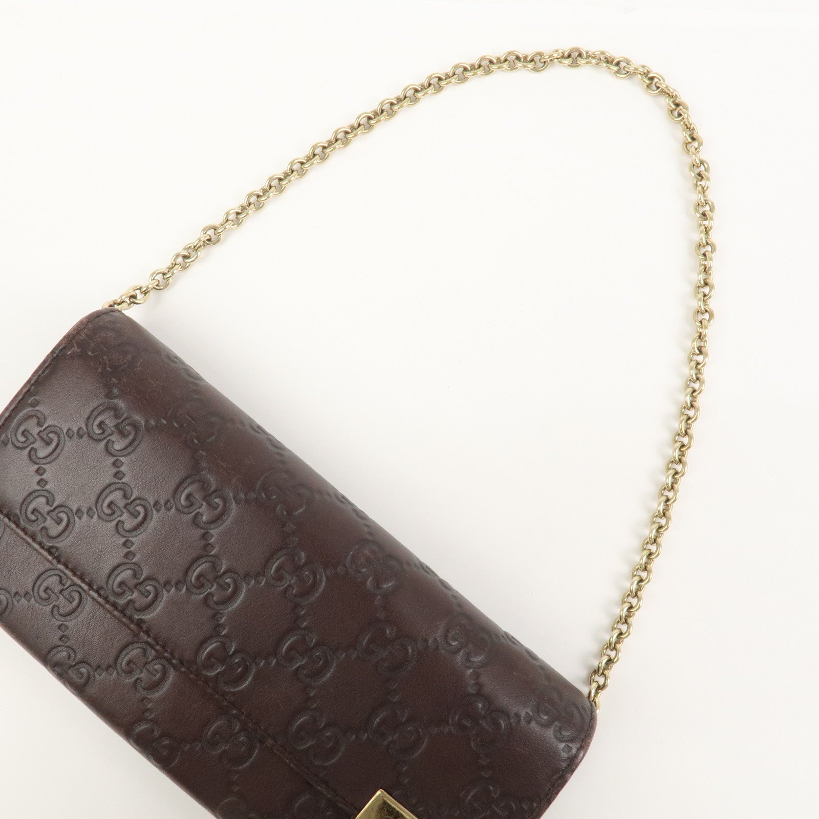 GUCCI Guccissima Leather Chain Strap Long Wallet Hand Bag 269541