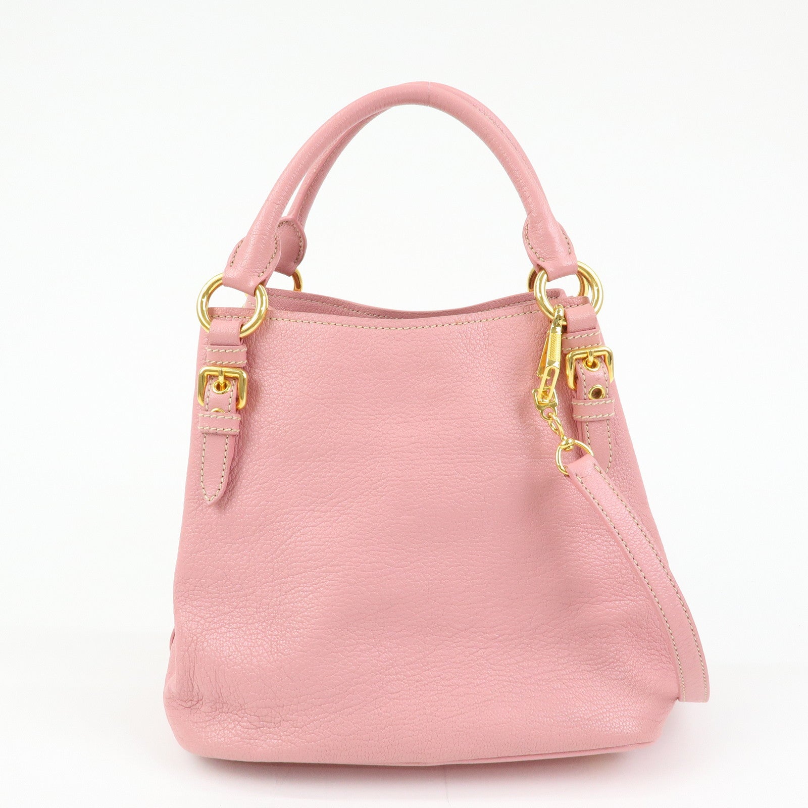 MIU MIU Madras Leather 2Way Shoulder Bag Hand Bag Pink RN0886