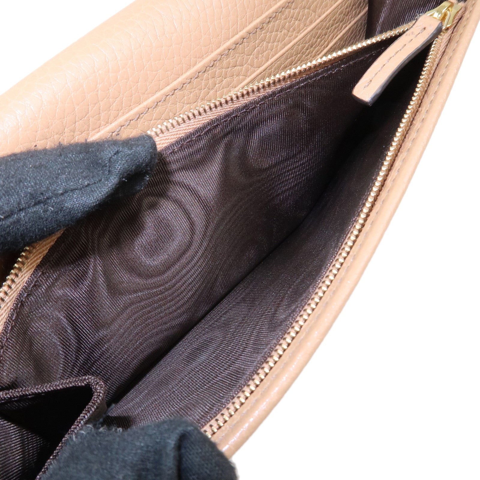 GUCCI SOHO Leather Chain Shoulder Bag Wallet Light Brown 598211