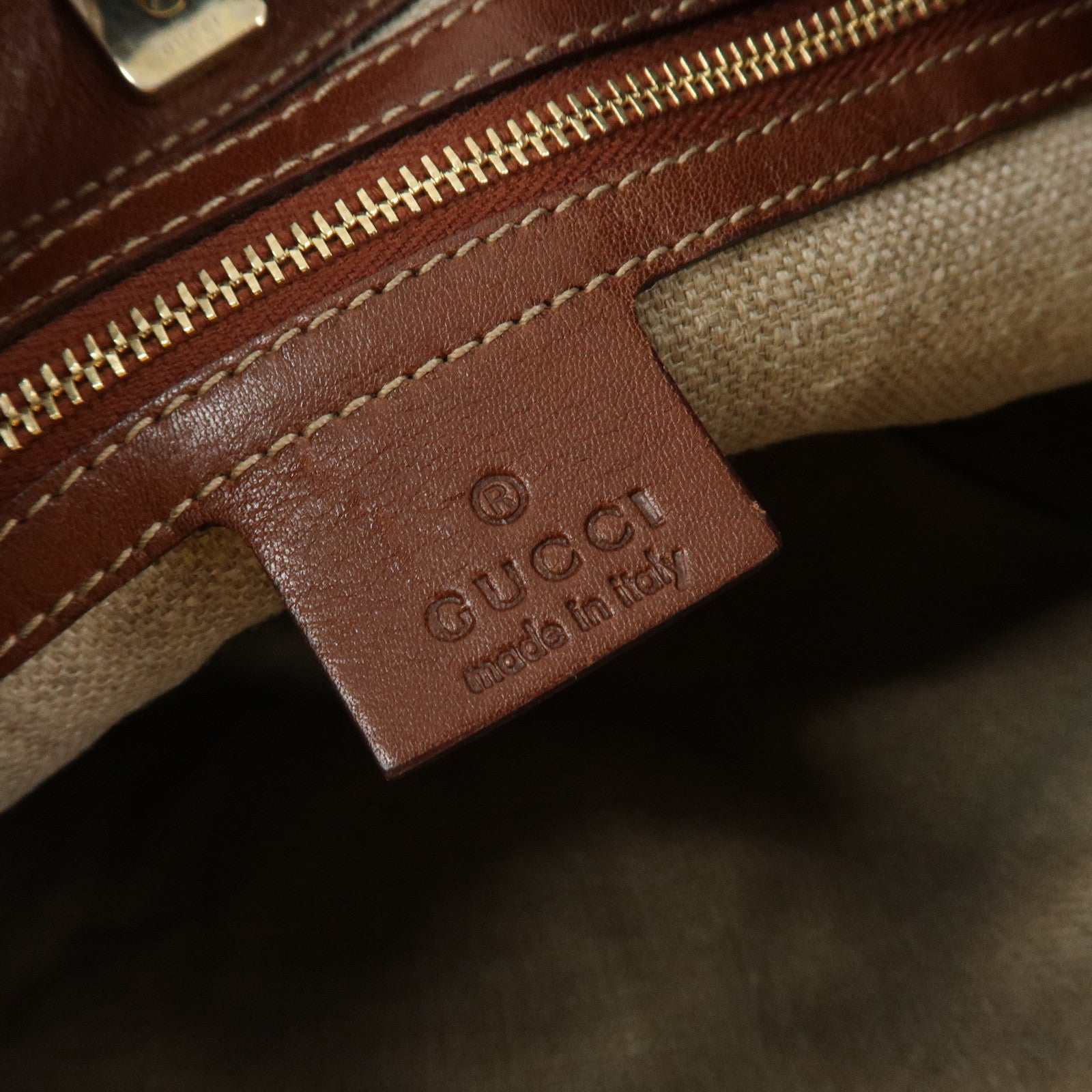 GUCCI Horsebit GG Canvas Leather Shoulder Bag Brown 137386