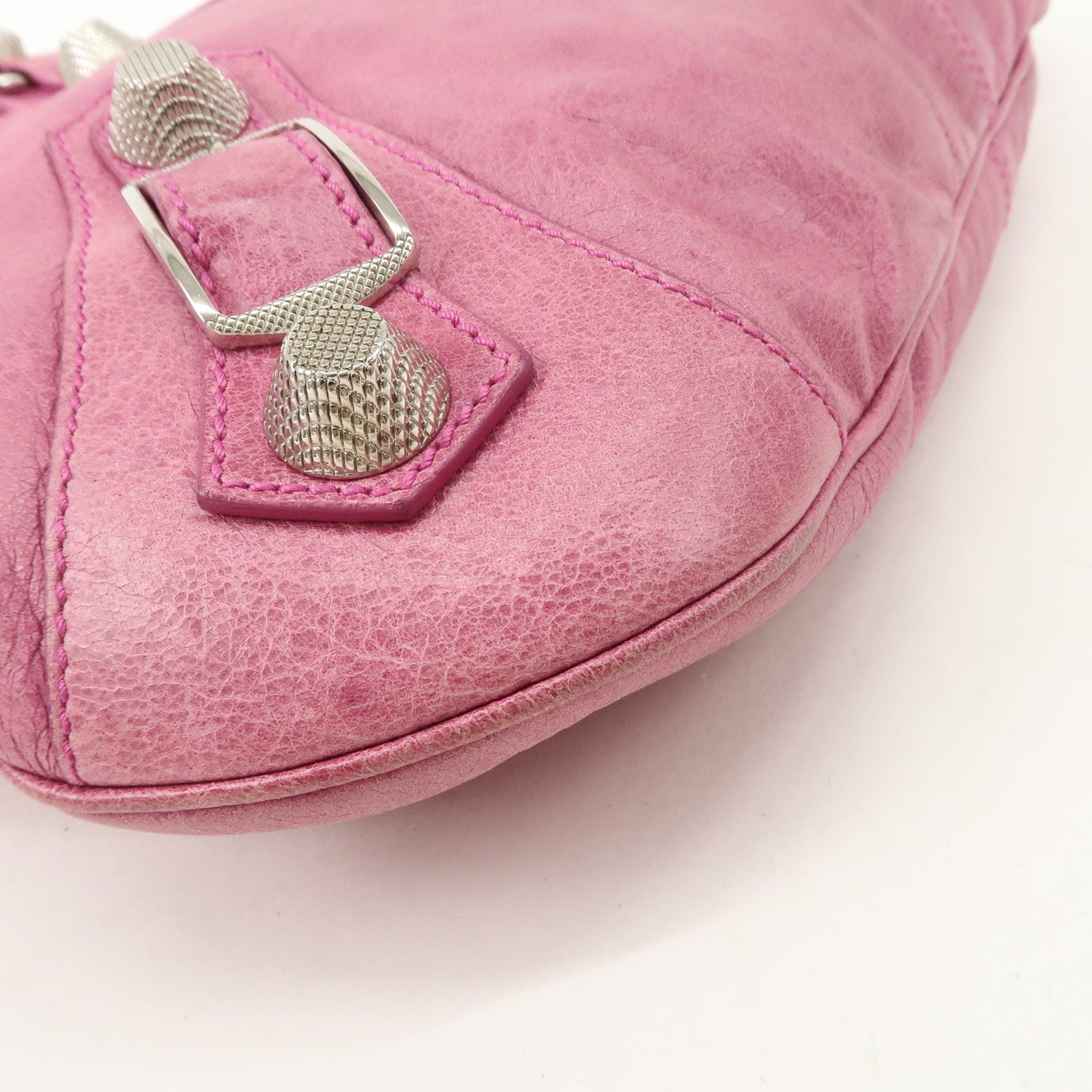 BALENCIAGA The Giant Slim Leather Shoulder Bag Hand Bag Pink 192911 Used