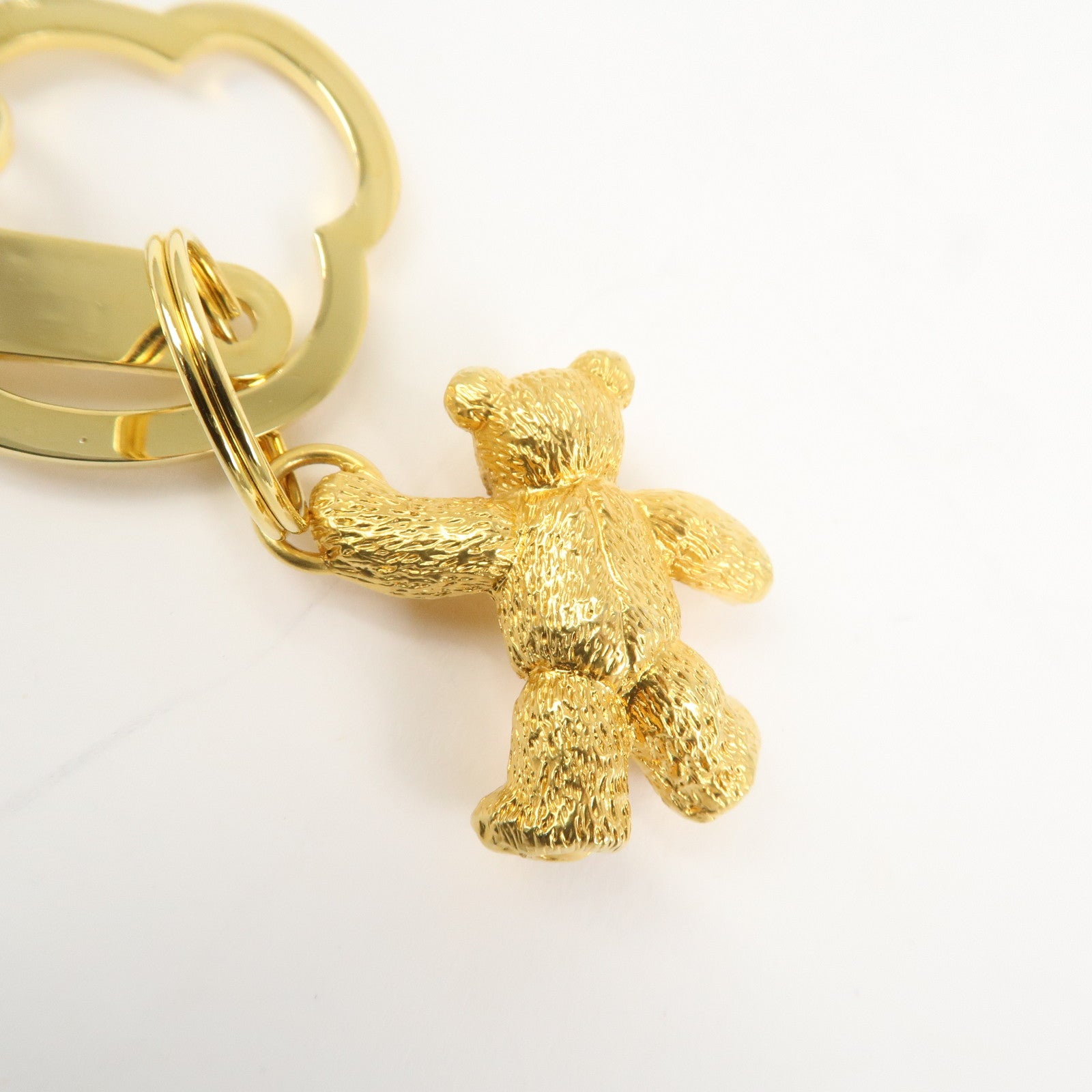 MIKIMOTO Metal Teddy Bear Bag Charm Key Chain Gold