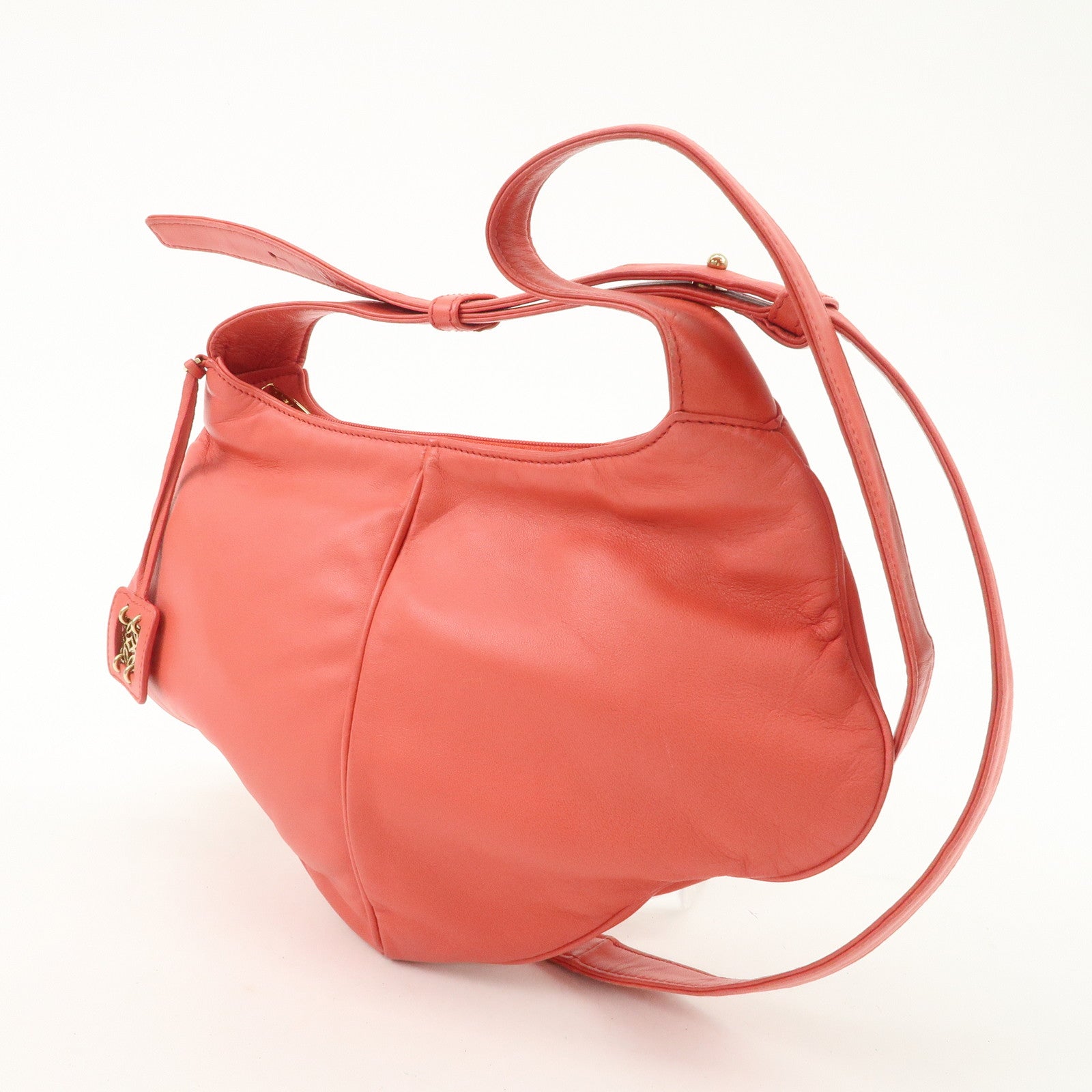 LOEWE Anagram Leather Shoulder Bag Hand Bag Pink Used