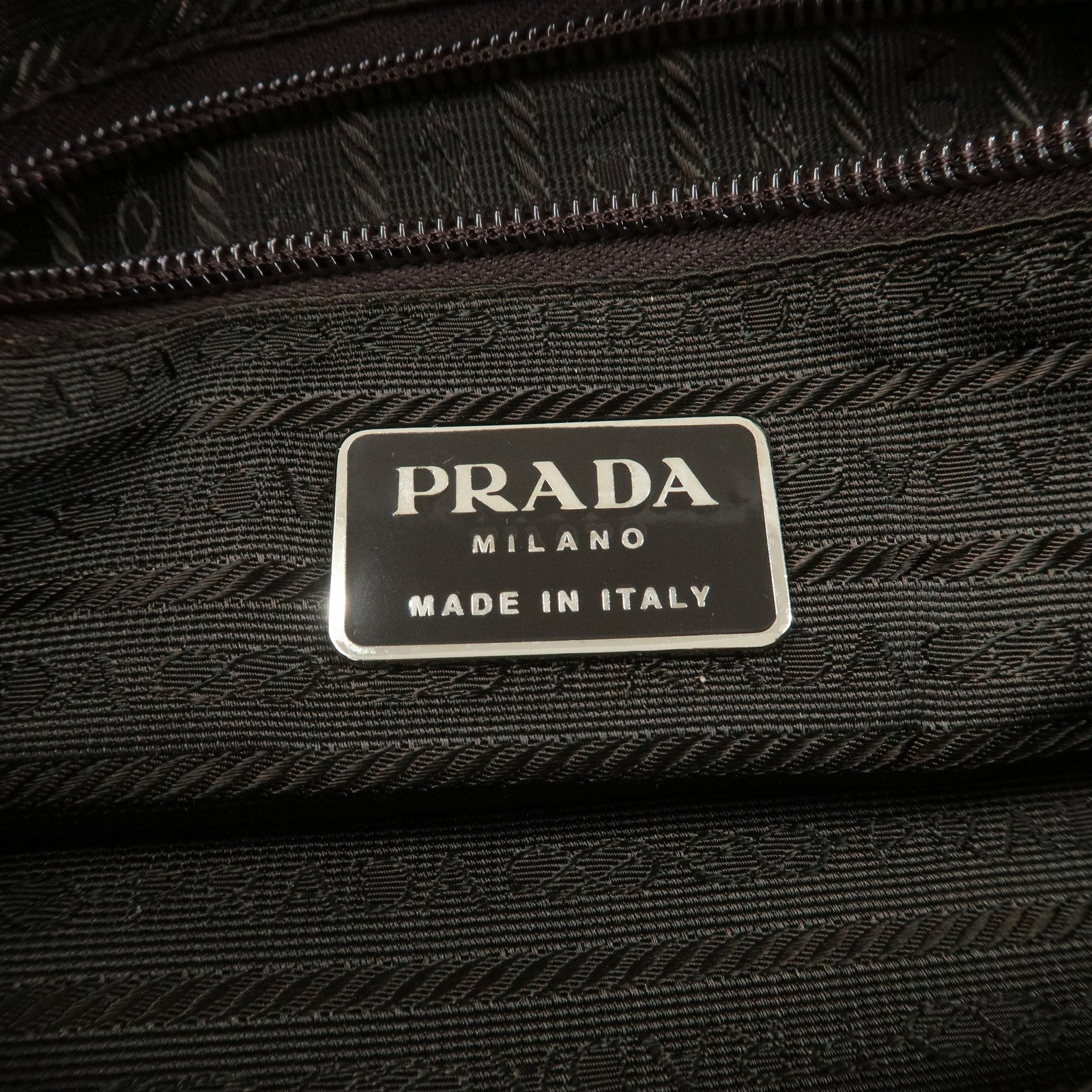 PRADA Triangle Logo Nylon Tote Bag Hand Bag Brown