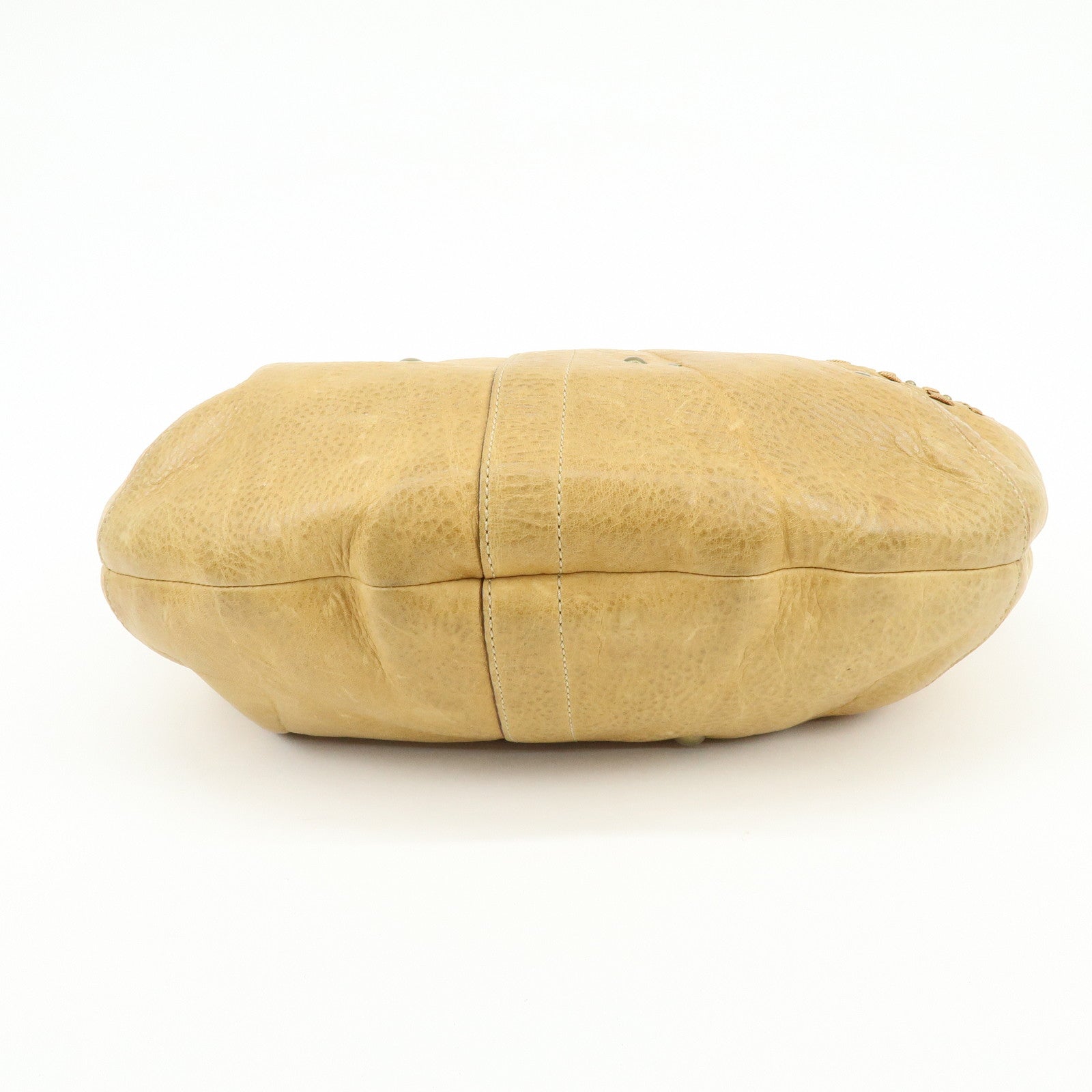 COACH Leather Shoulder Bag Hand Bag Studs Camel