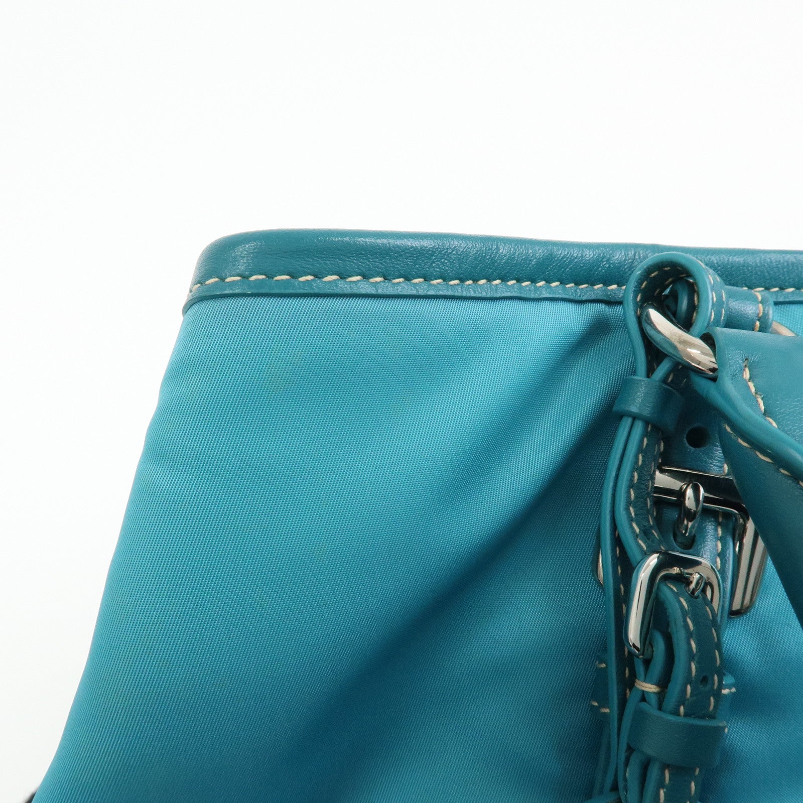 PRADA Nylon Leather 2Way Tote Hand Shoulder Bag Green BN1841