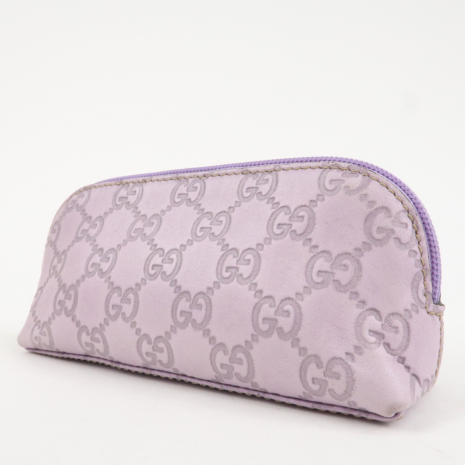 GUCCI Guccissima Leather Cosmetic Pouch Purple 272367 Used