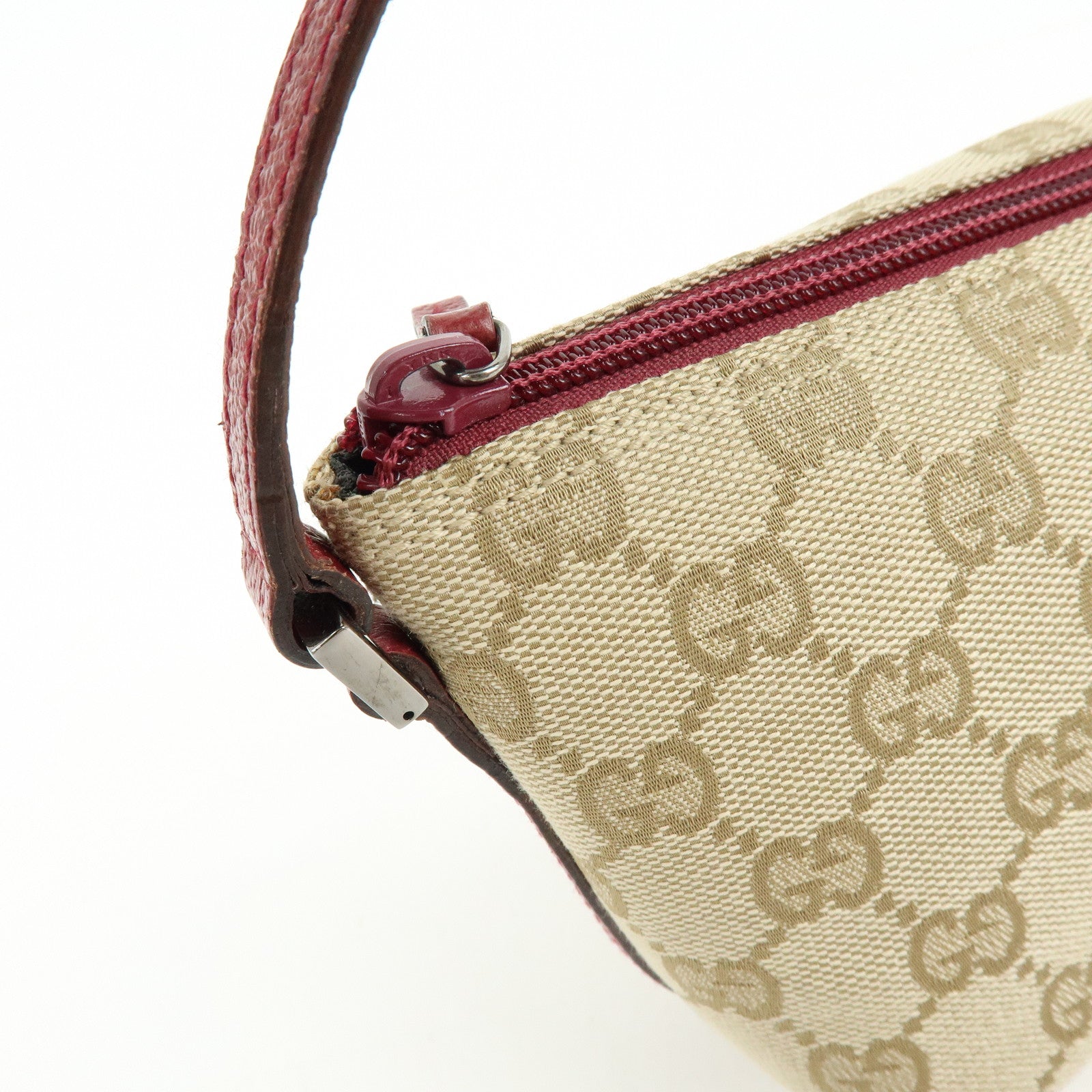 GUCCI Boat Bag GG Canvas Leather Hand Bag Beige Pink 07198