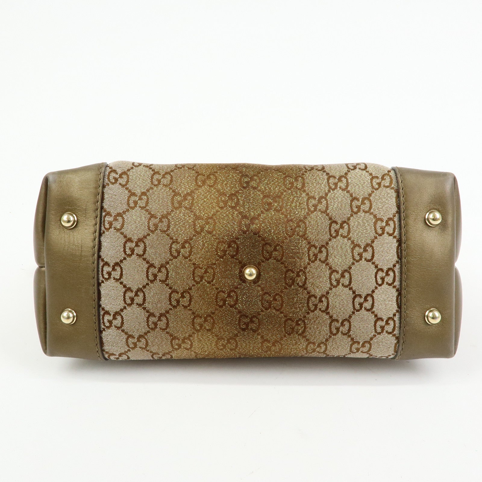 GUCCI Bamboo Heartbit GG Canvas Leather Shoulder Bag Brown 269959